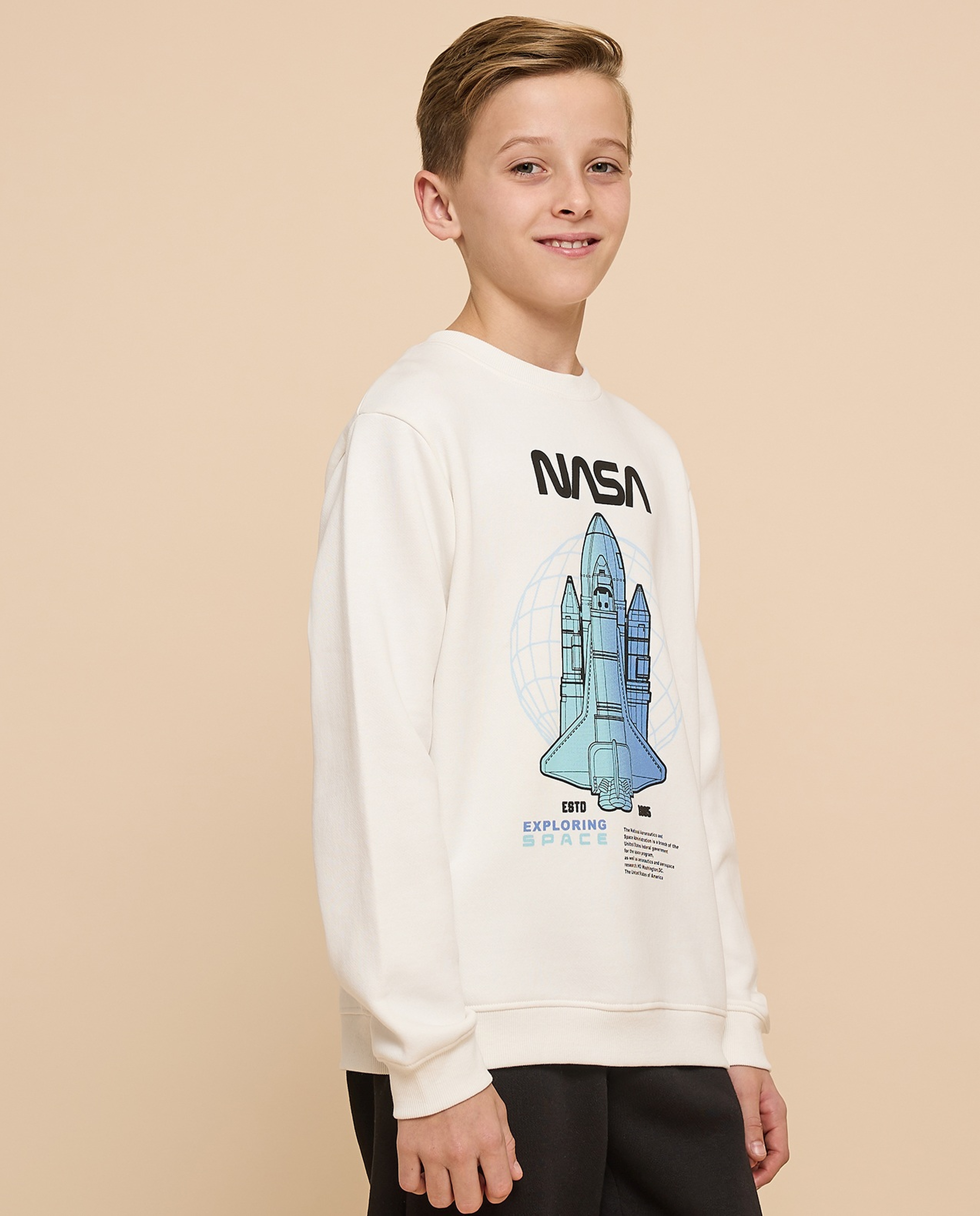 Printed Sweatshirt with Crew Neck and Long Sleeves