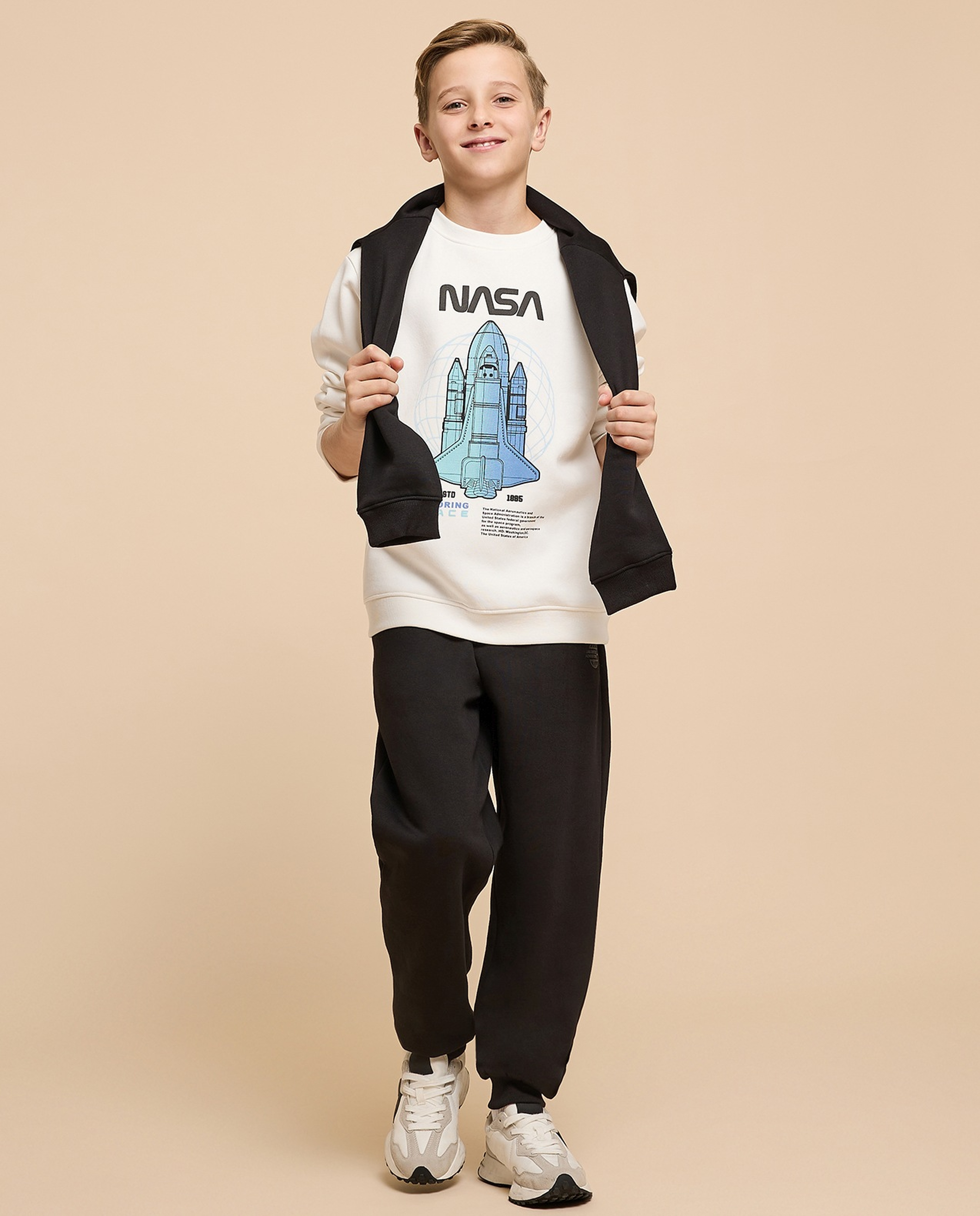 Printed Sweatshirt with Crew Neck and Long Sleeves