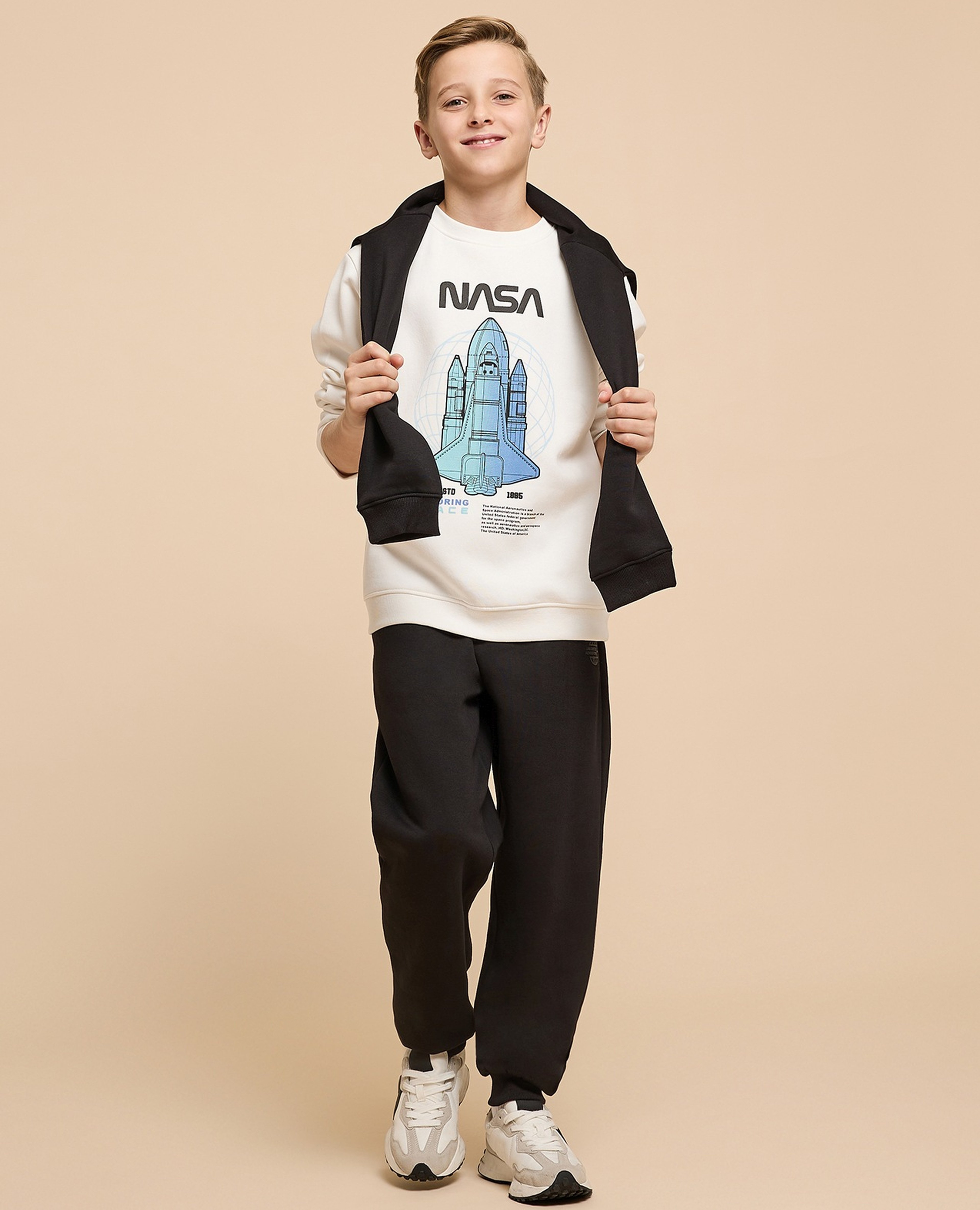Printed Sweatshirt with Crew Neck and Long Sleeves