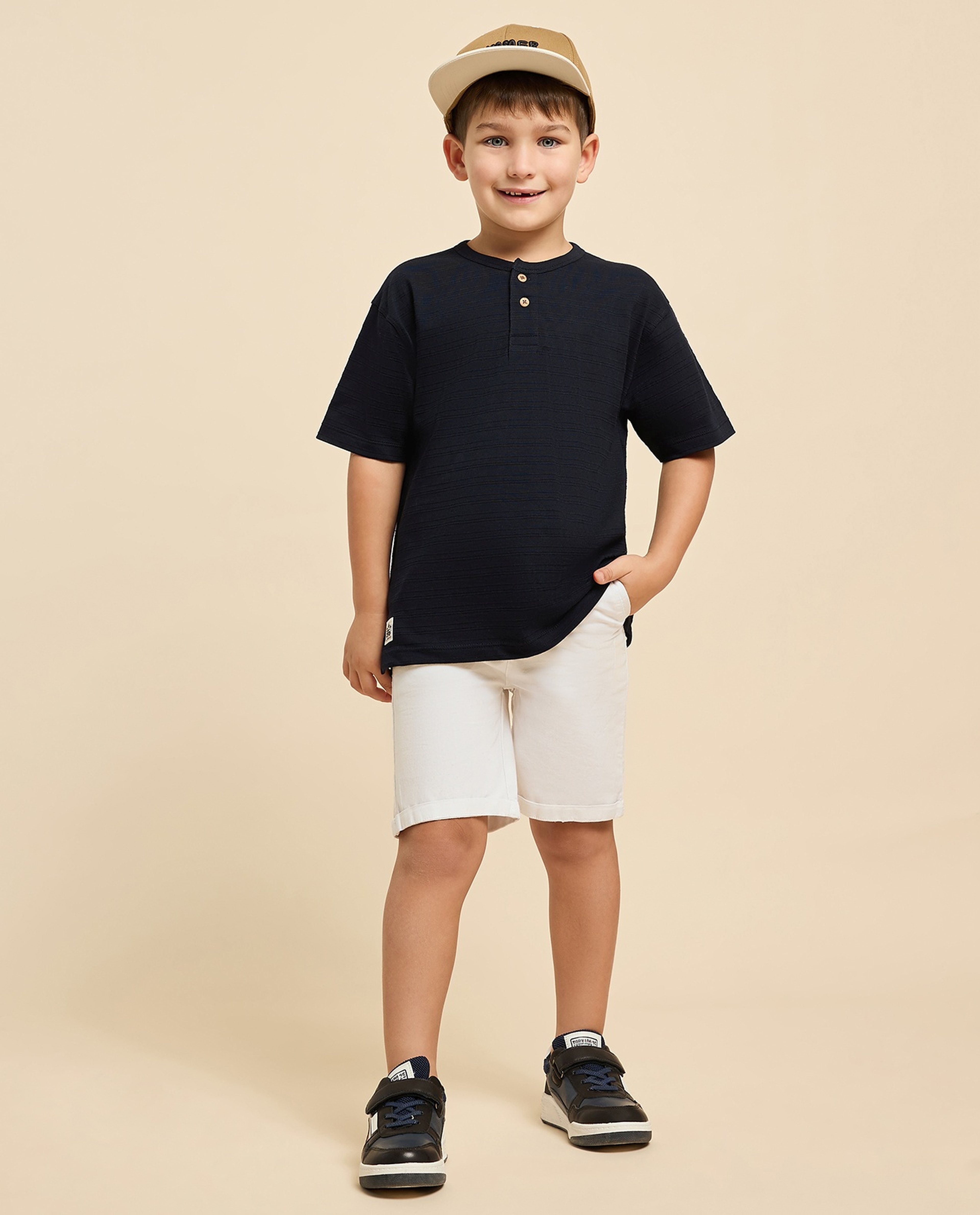 Solid Shorts with Button Closure