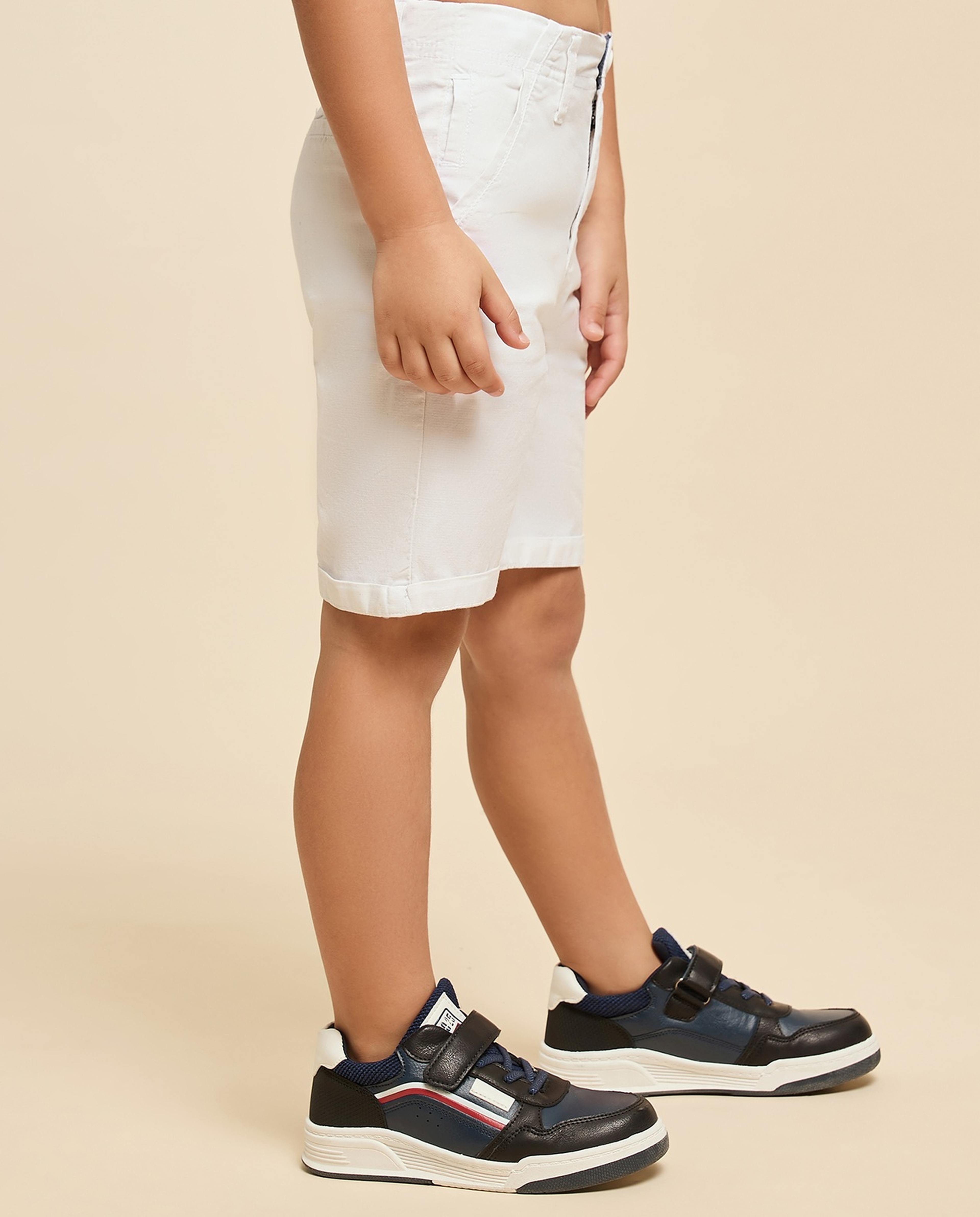 Solid Shorts with Button Closure