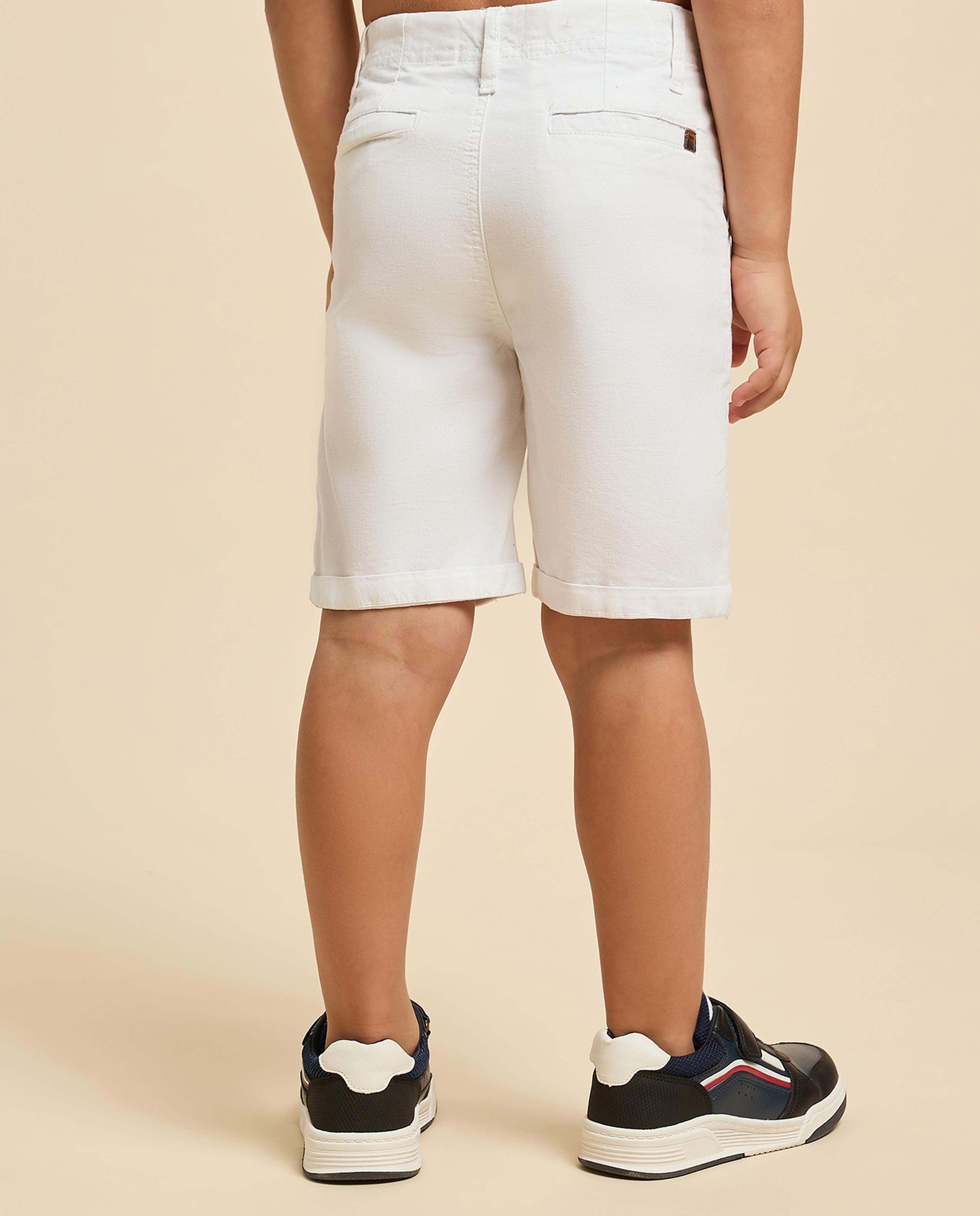 Solid Shorts with Button Closure