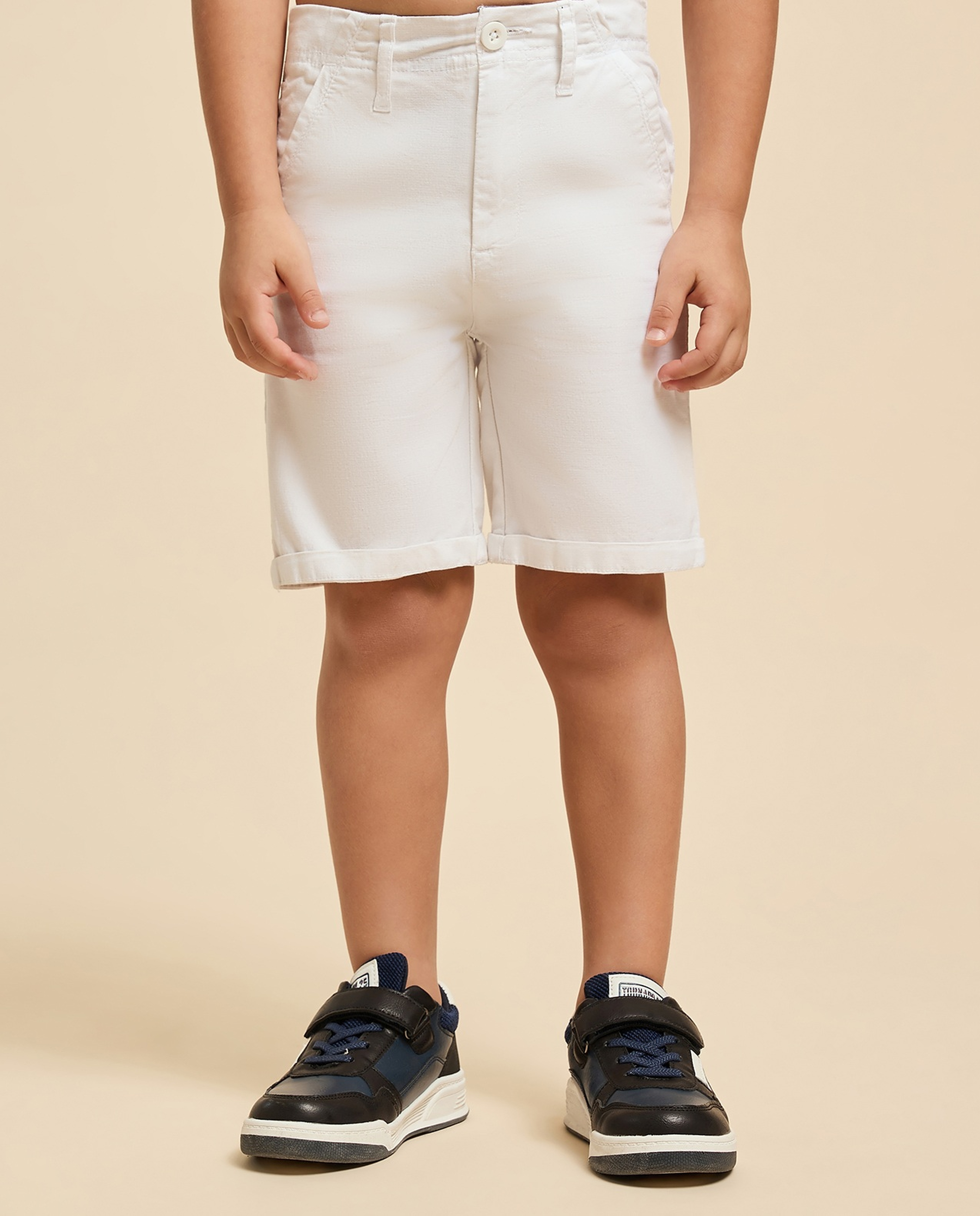 Solid Shorts with Button Closure