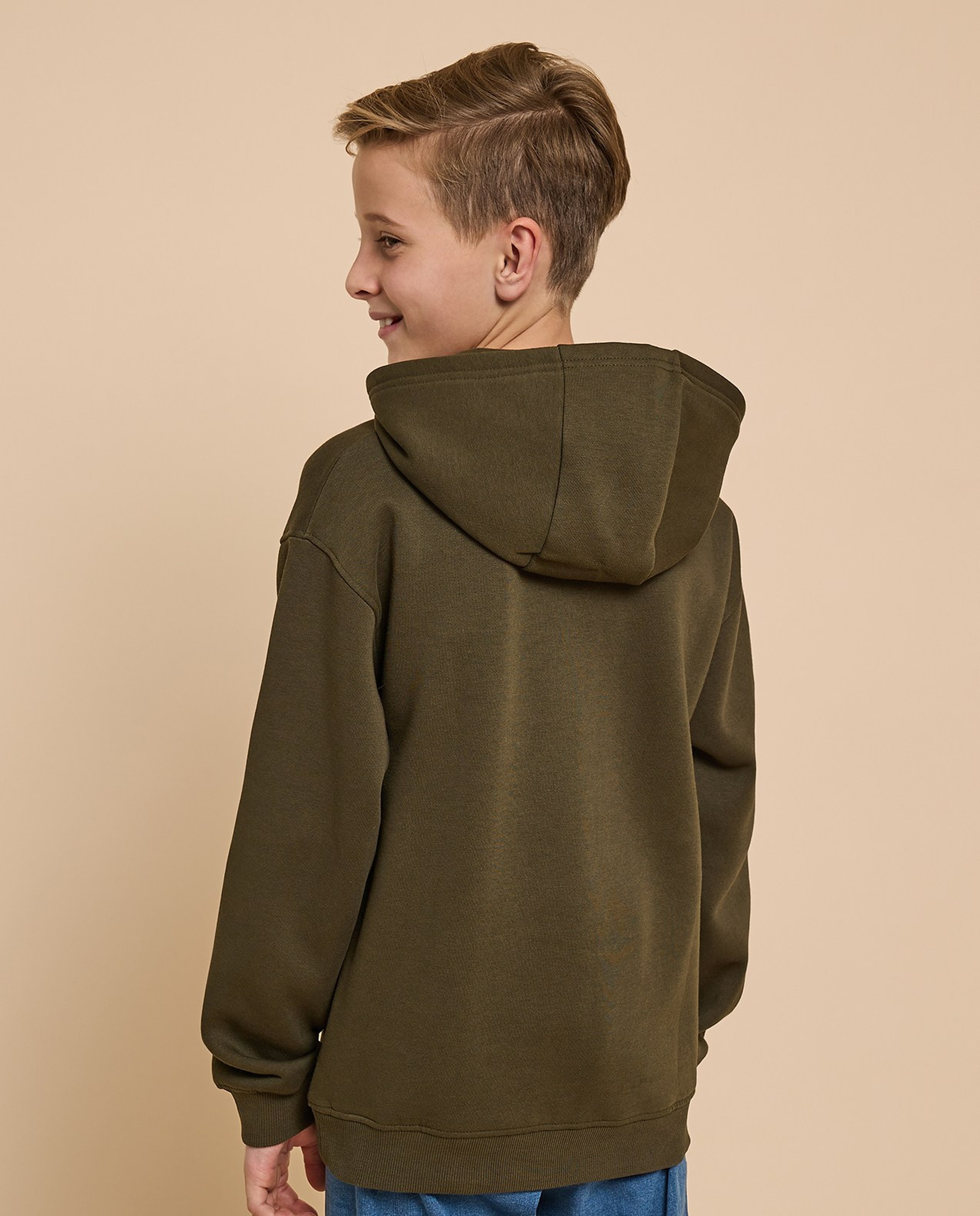 Printed Hoodie with Long Sleeves