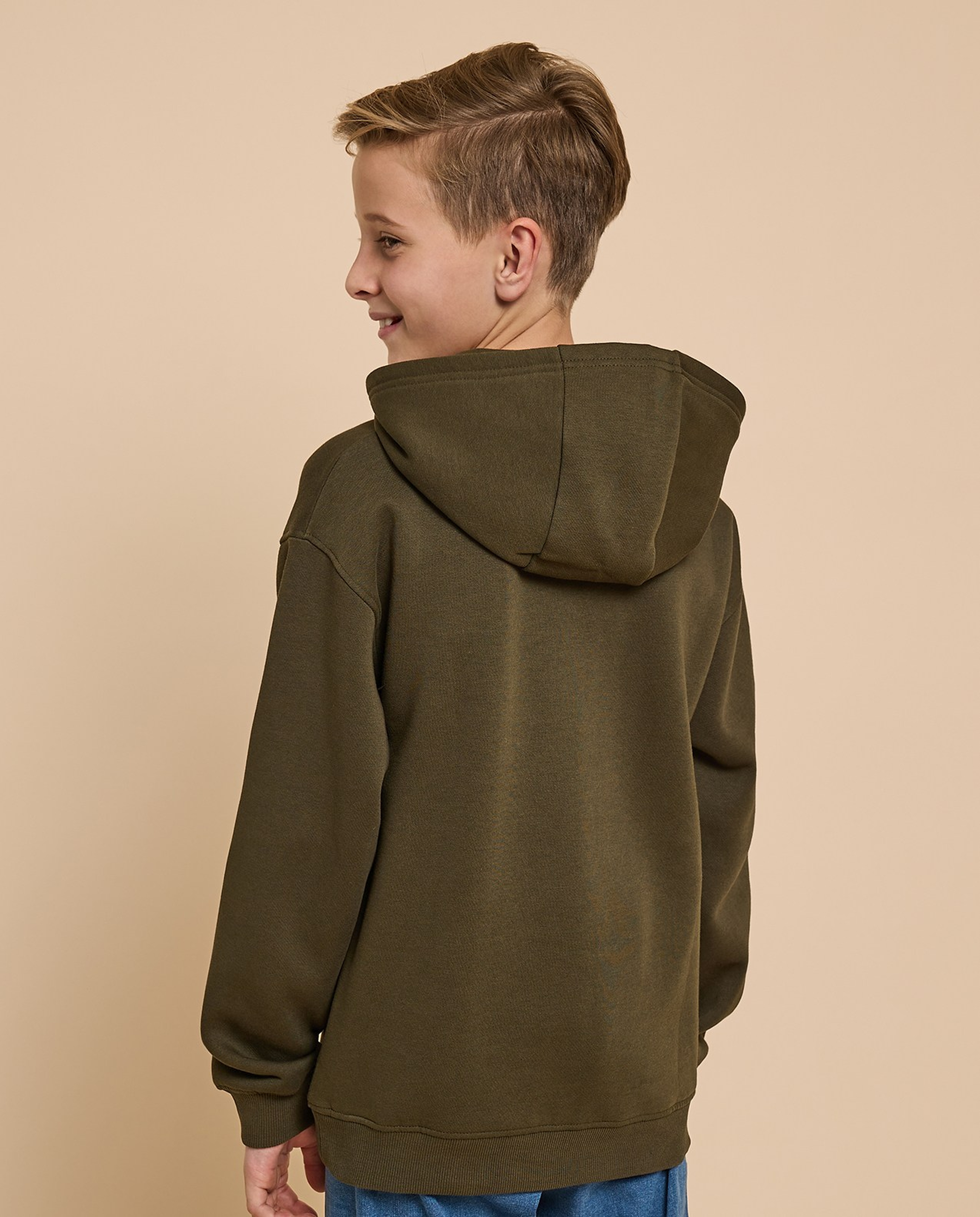 Printed Hoodie with Long Sleeves