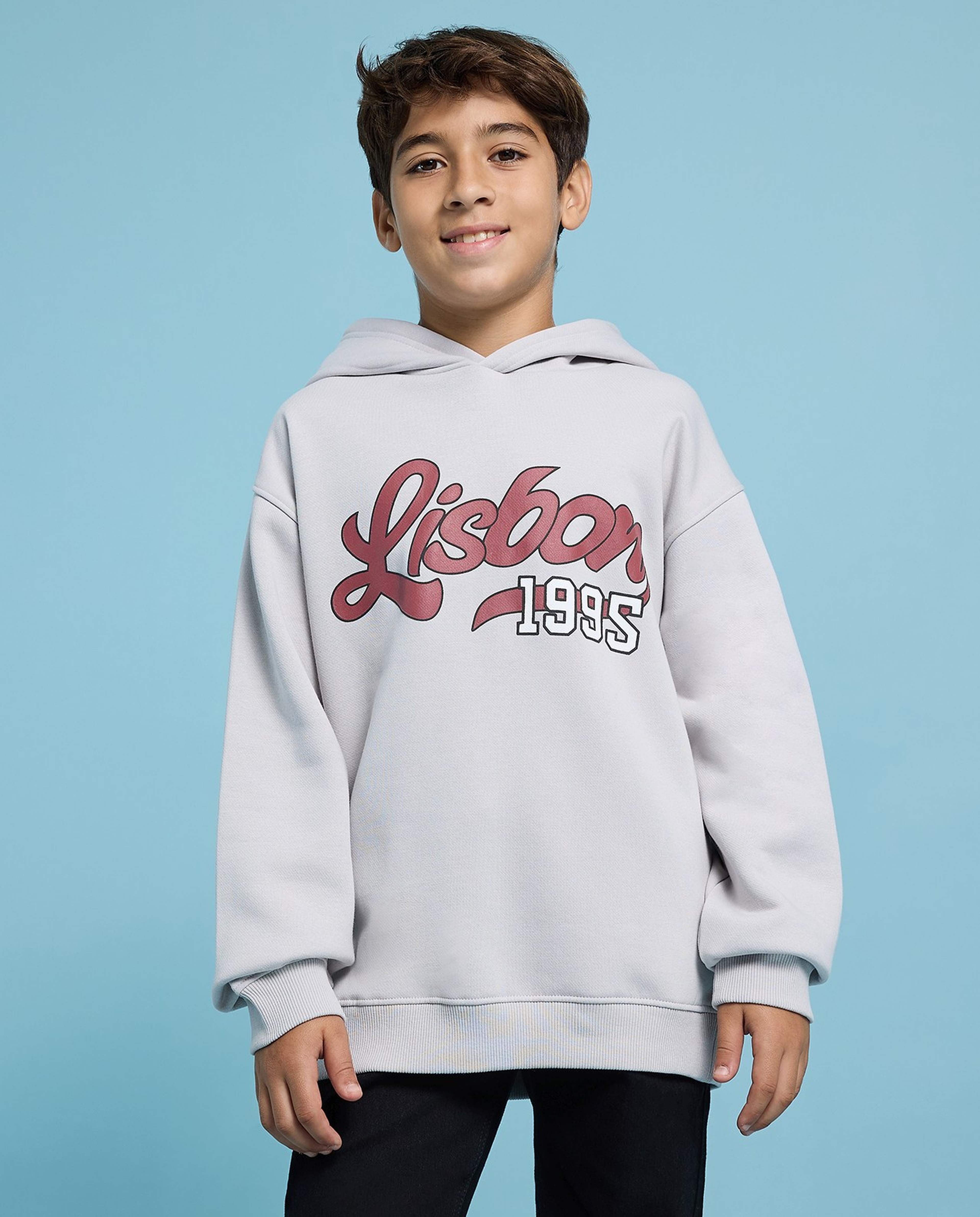 Printed Hoodie with Long Sleeves