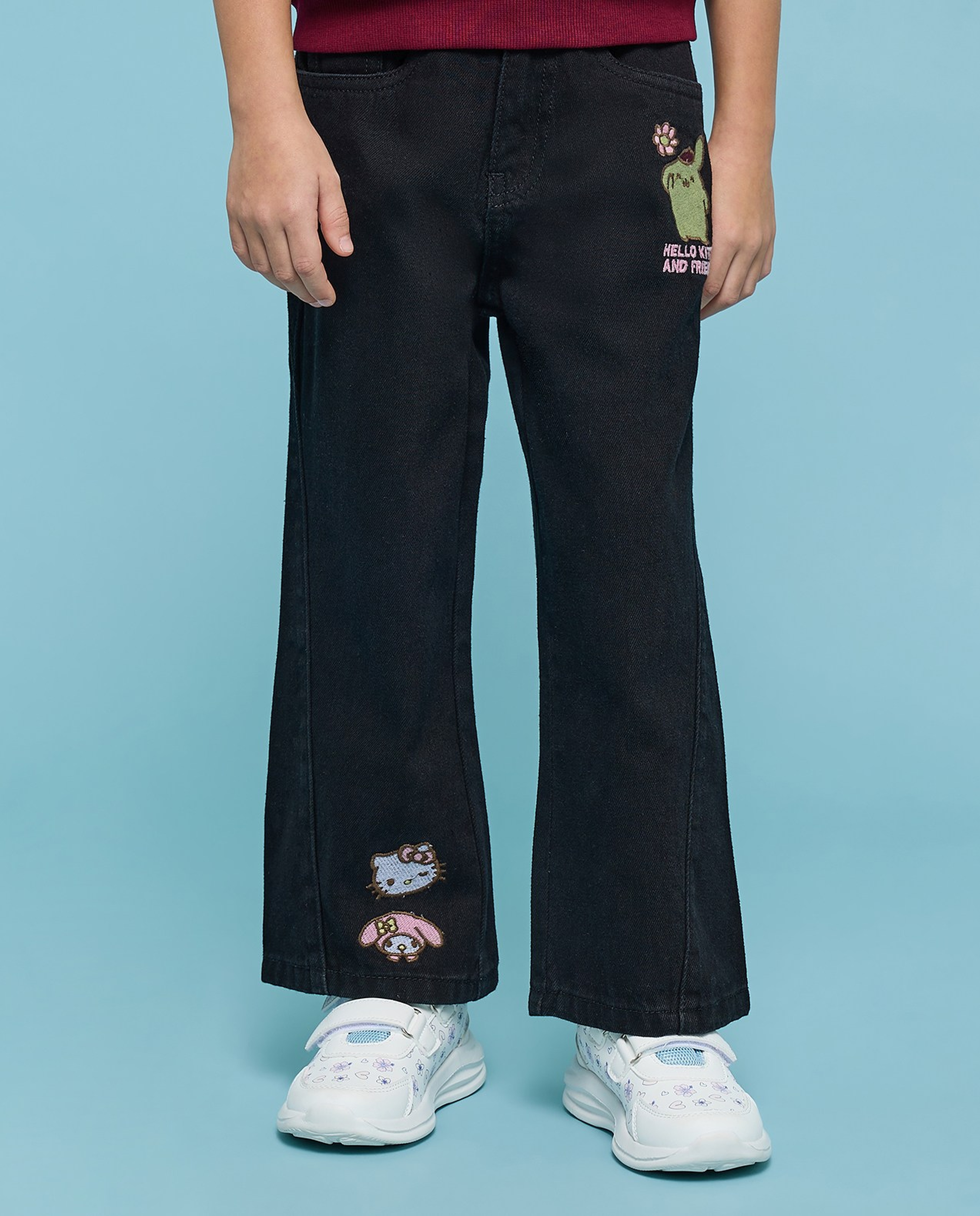 Hello Kitty Flared Jeans with Button Closure