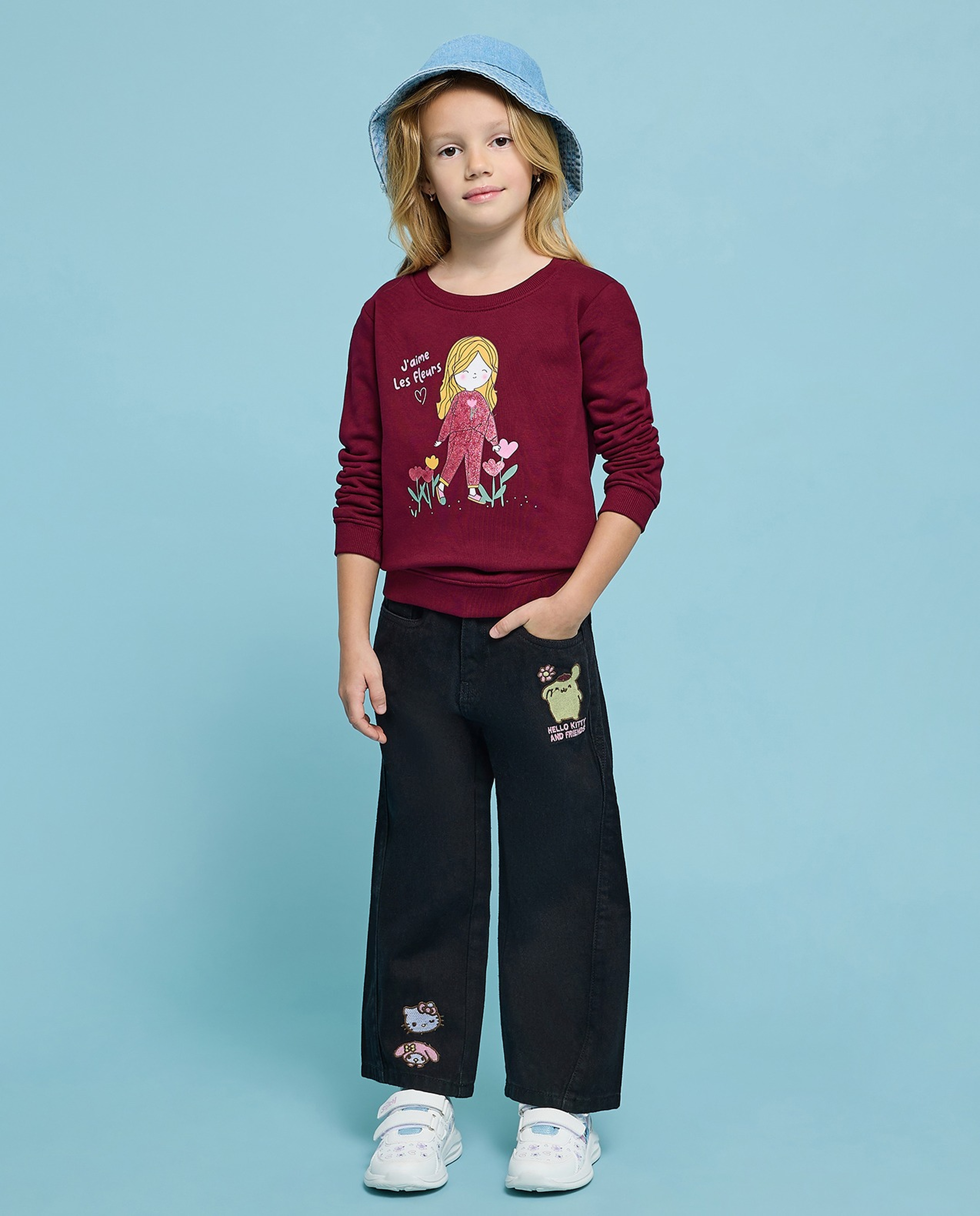 Hello Kitty Flared Jeans with Button Closure