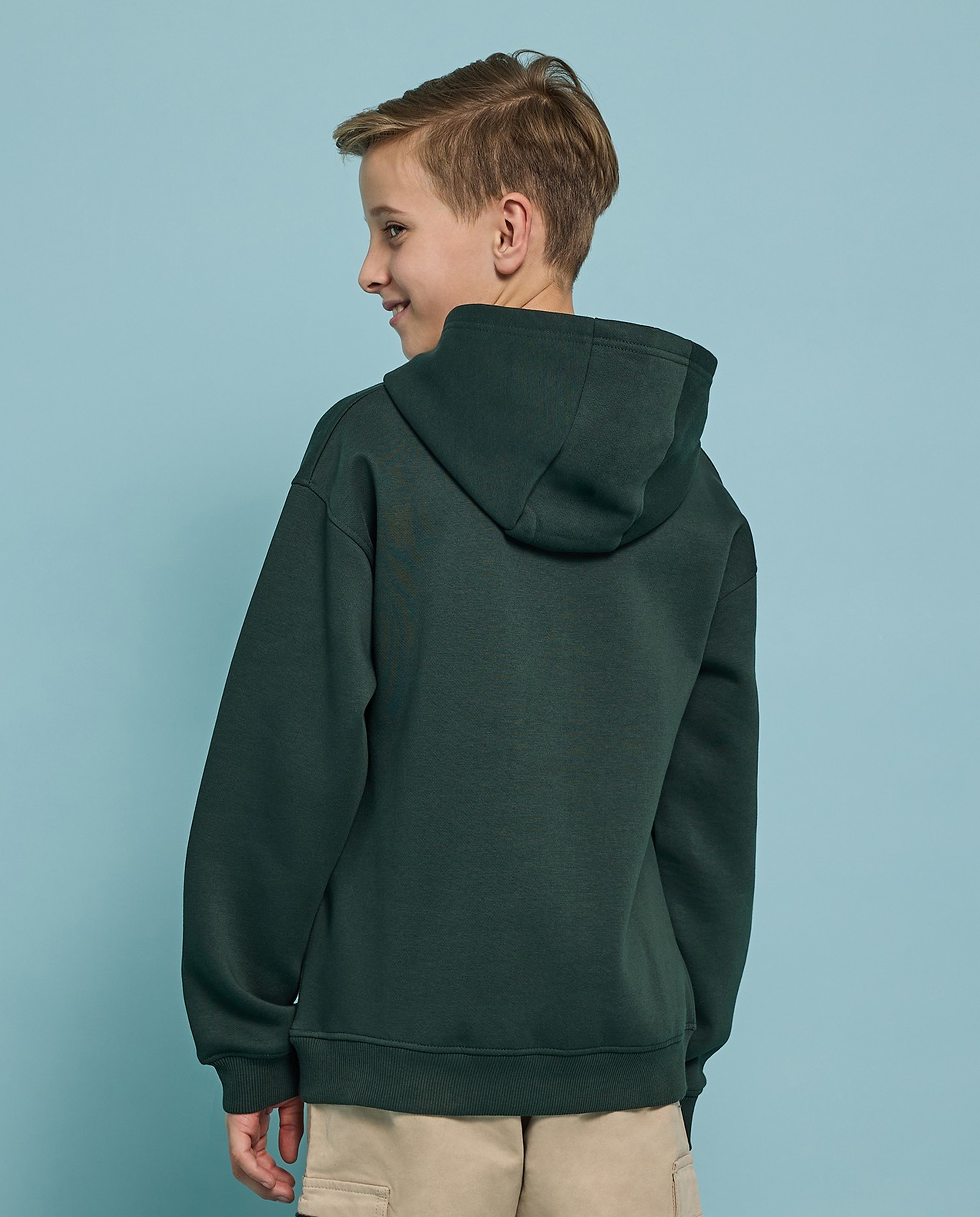 Printed Hoodie with Long Sleeves