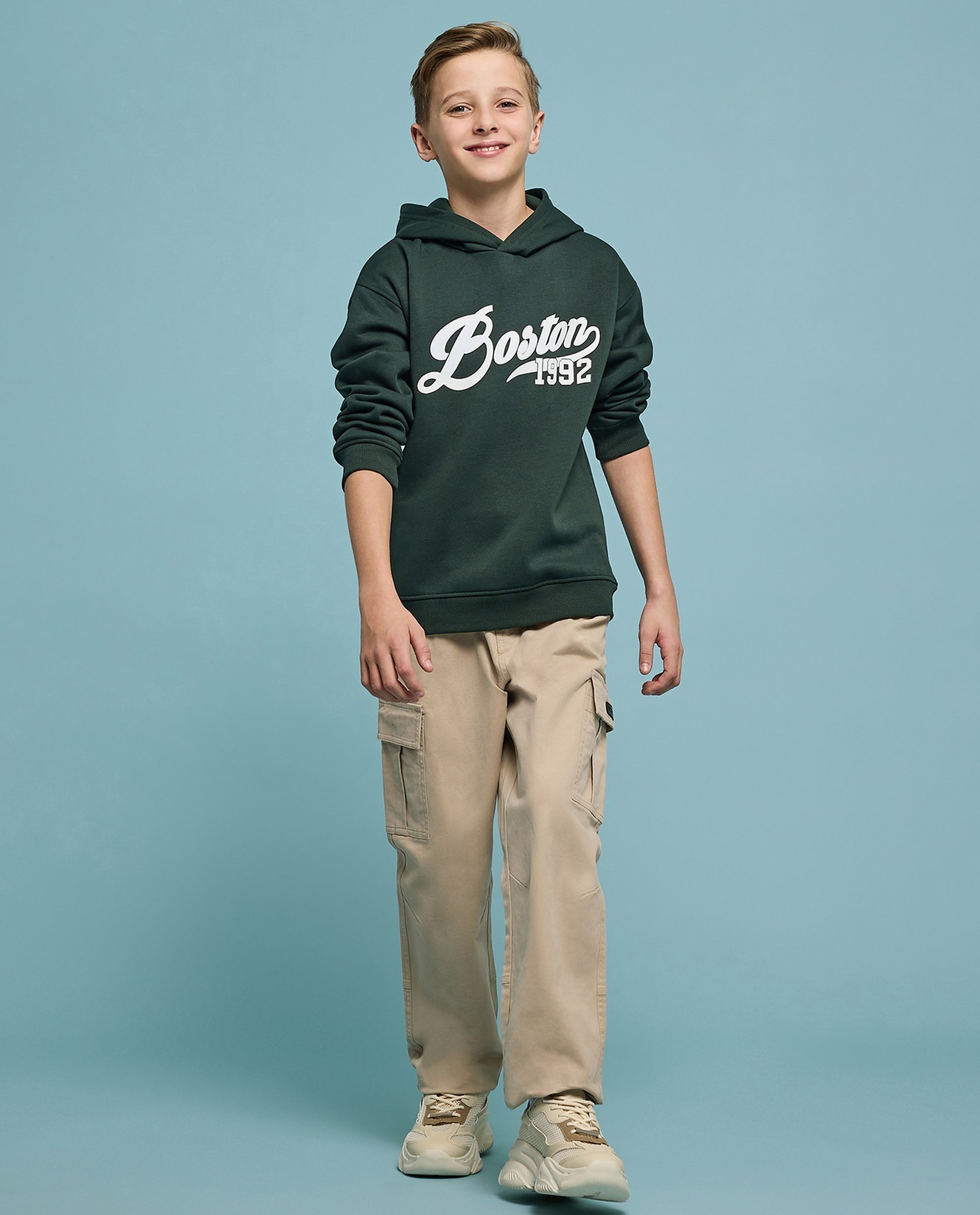 Printed Hoodie with Long Sleeves