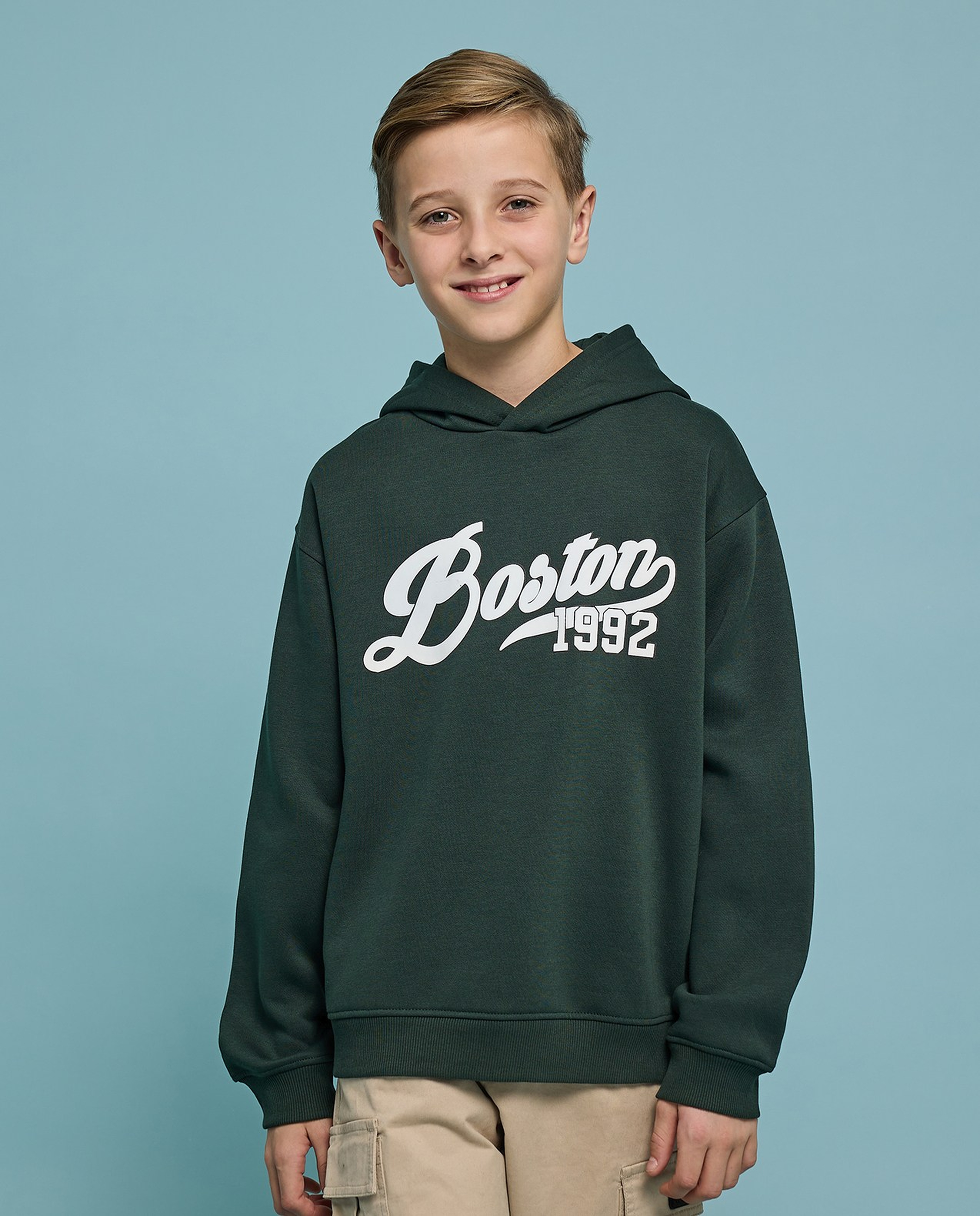 Printed Hoodie with Long Sleeves