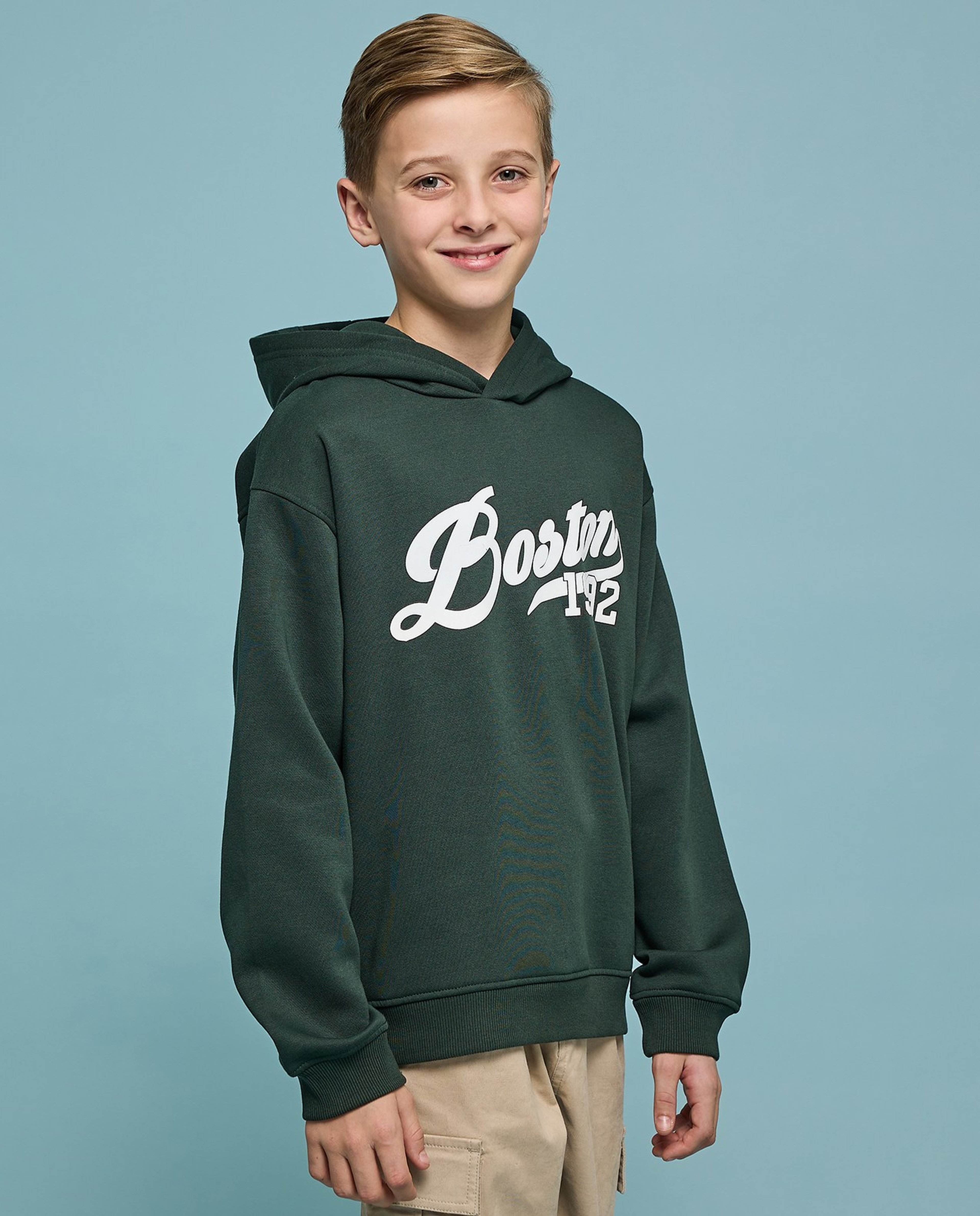 Printed Hoodie with Long Sleeves