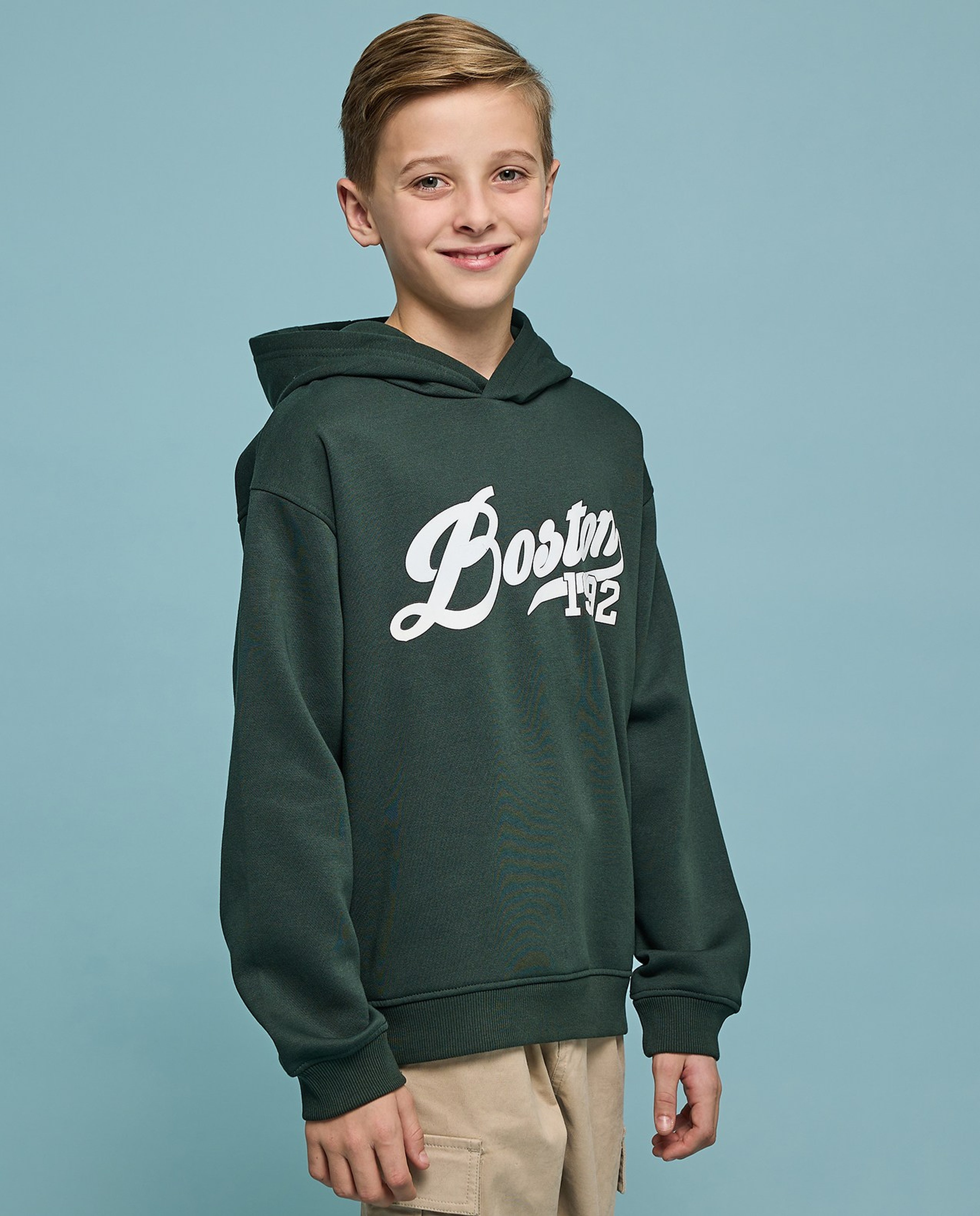 Printed Hoodie with Long Sleeves