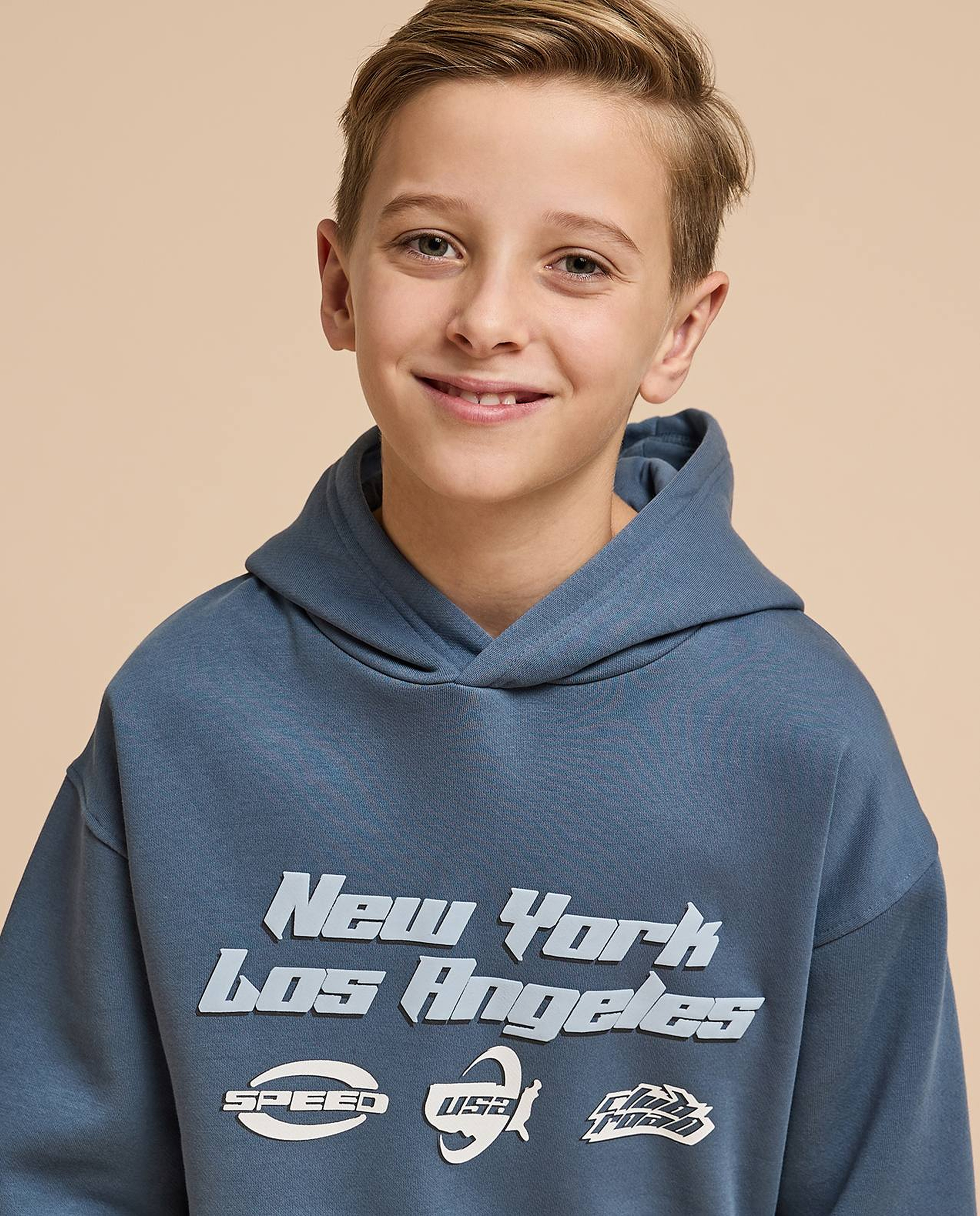 Printed Hoodie with Long Sleeves