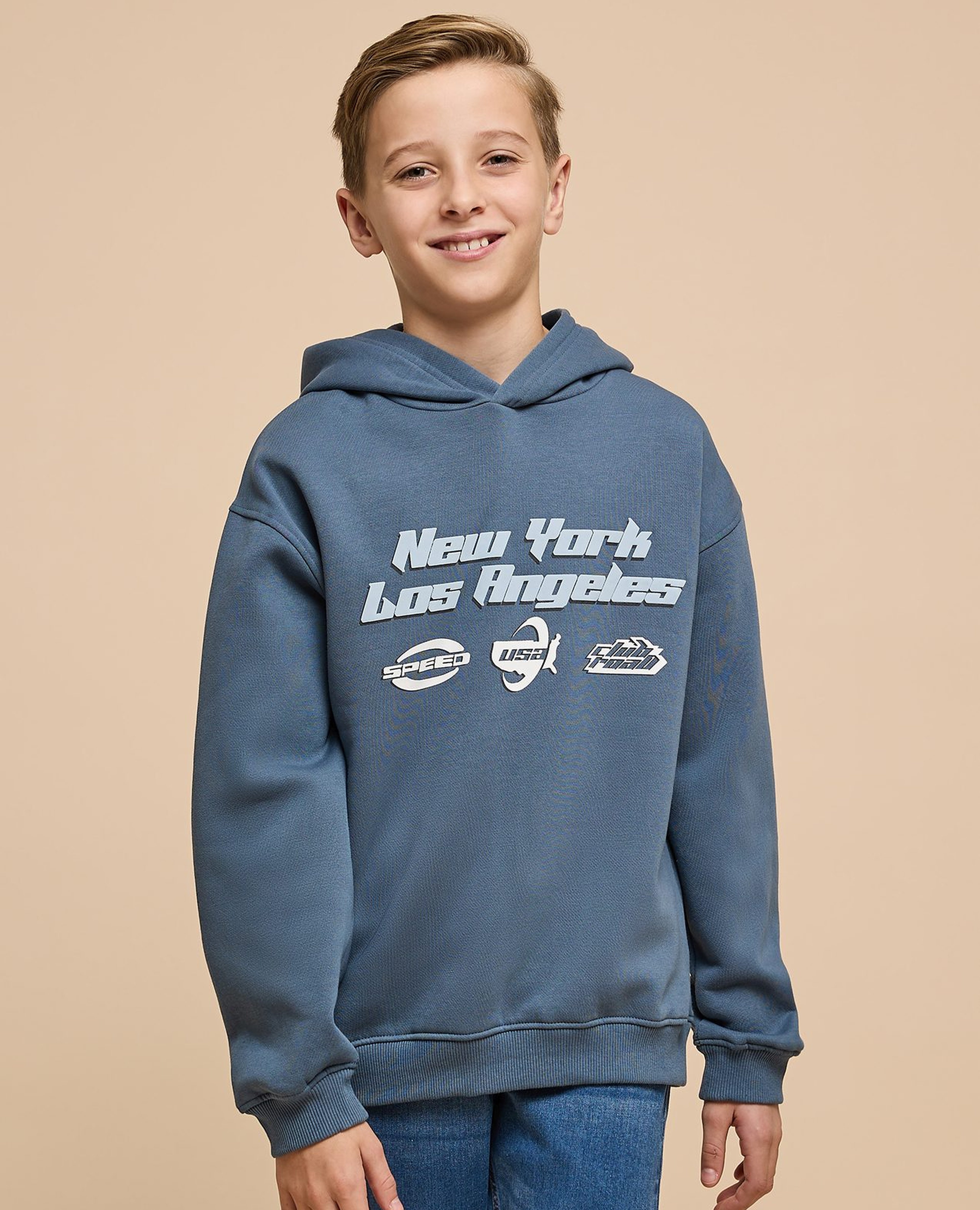 Printed Hoodie with Long Sleeves