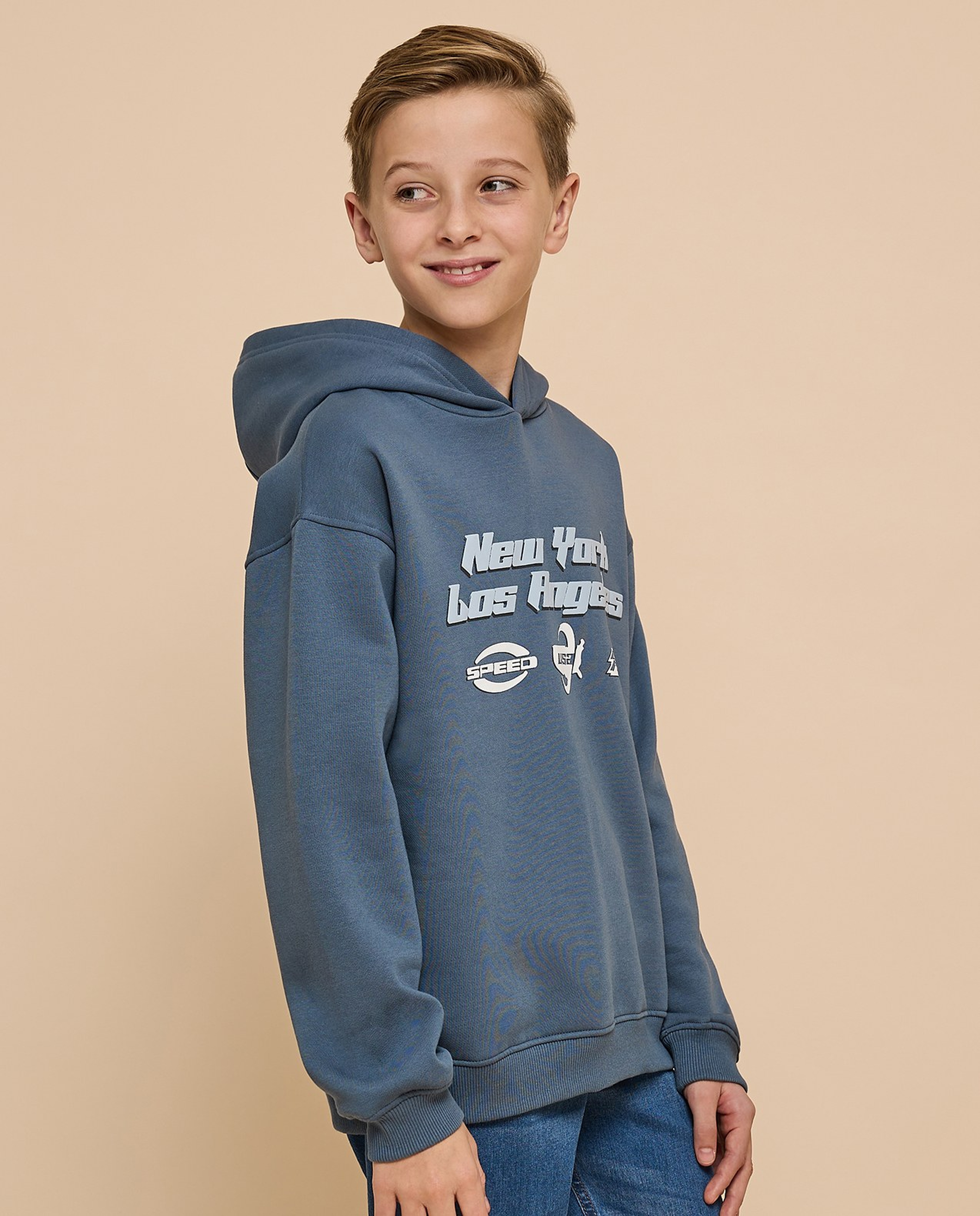 Printed Hoodie with Long Sleeves