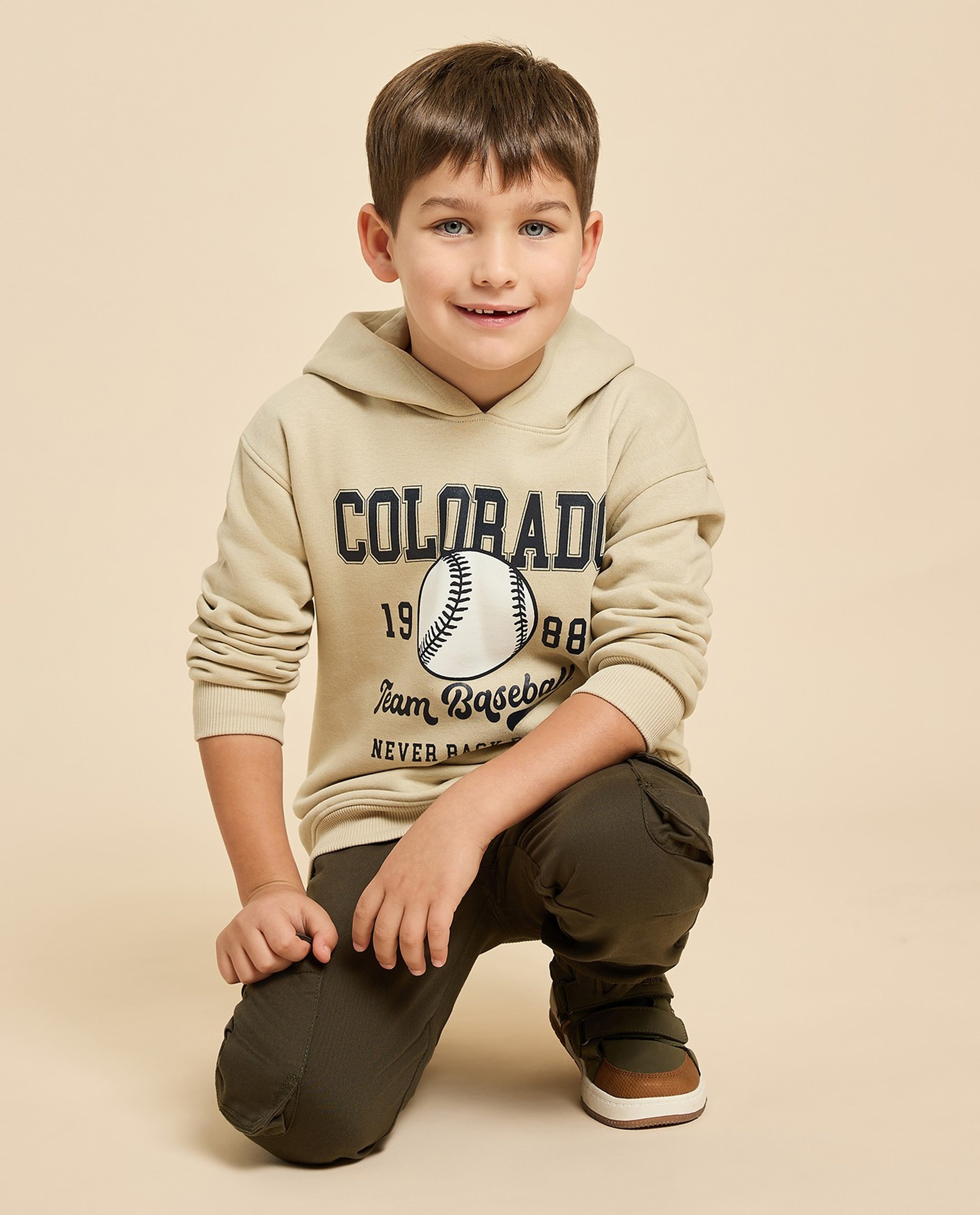 Printed Hoodie with Long Sleeves