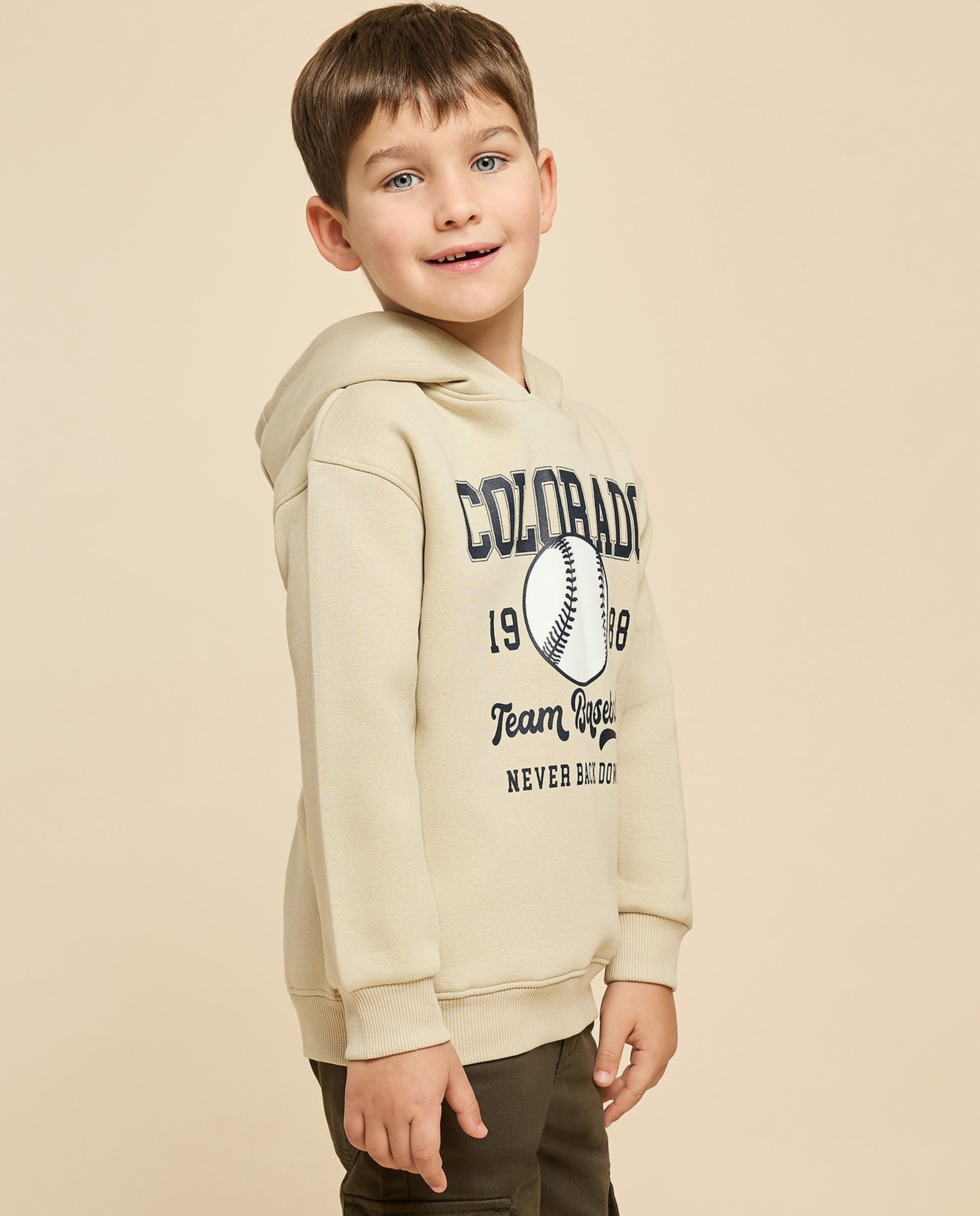 Printed Hoodie with Long Sleeves