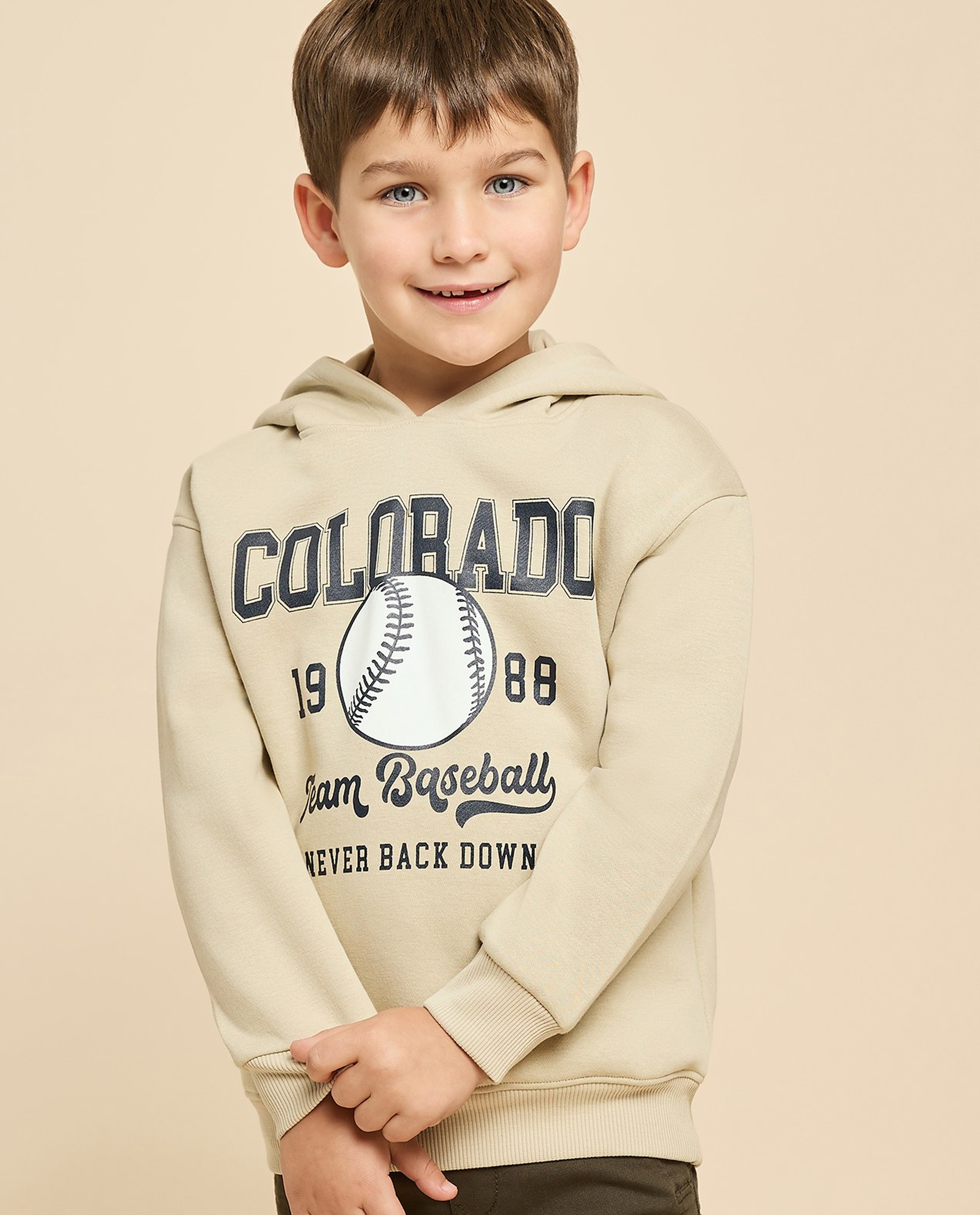 Printed Hoodie with Long Sleeves