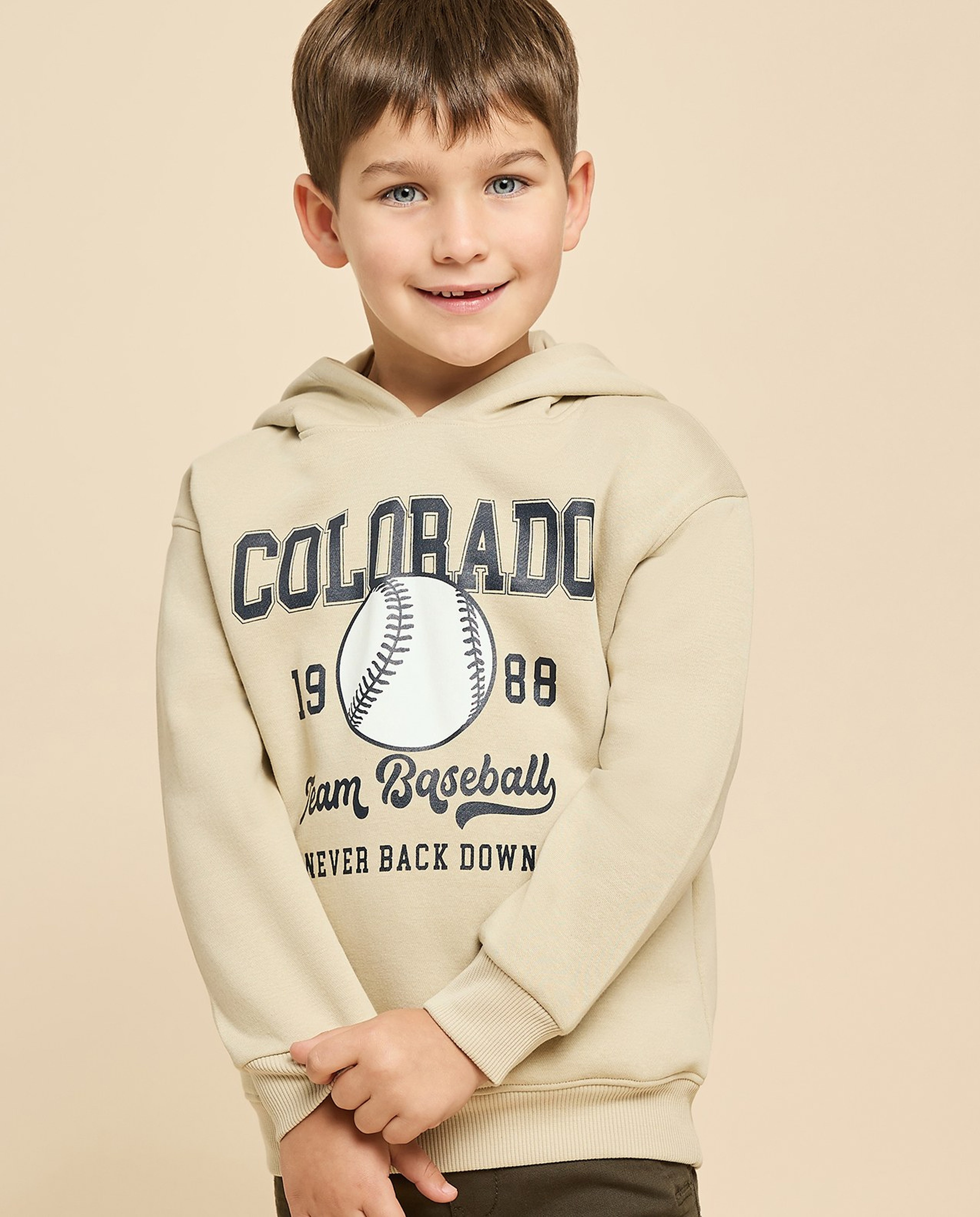 Printed Hoodie with Long Sleeves