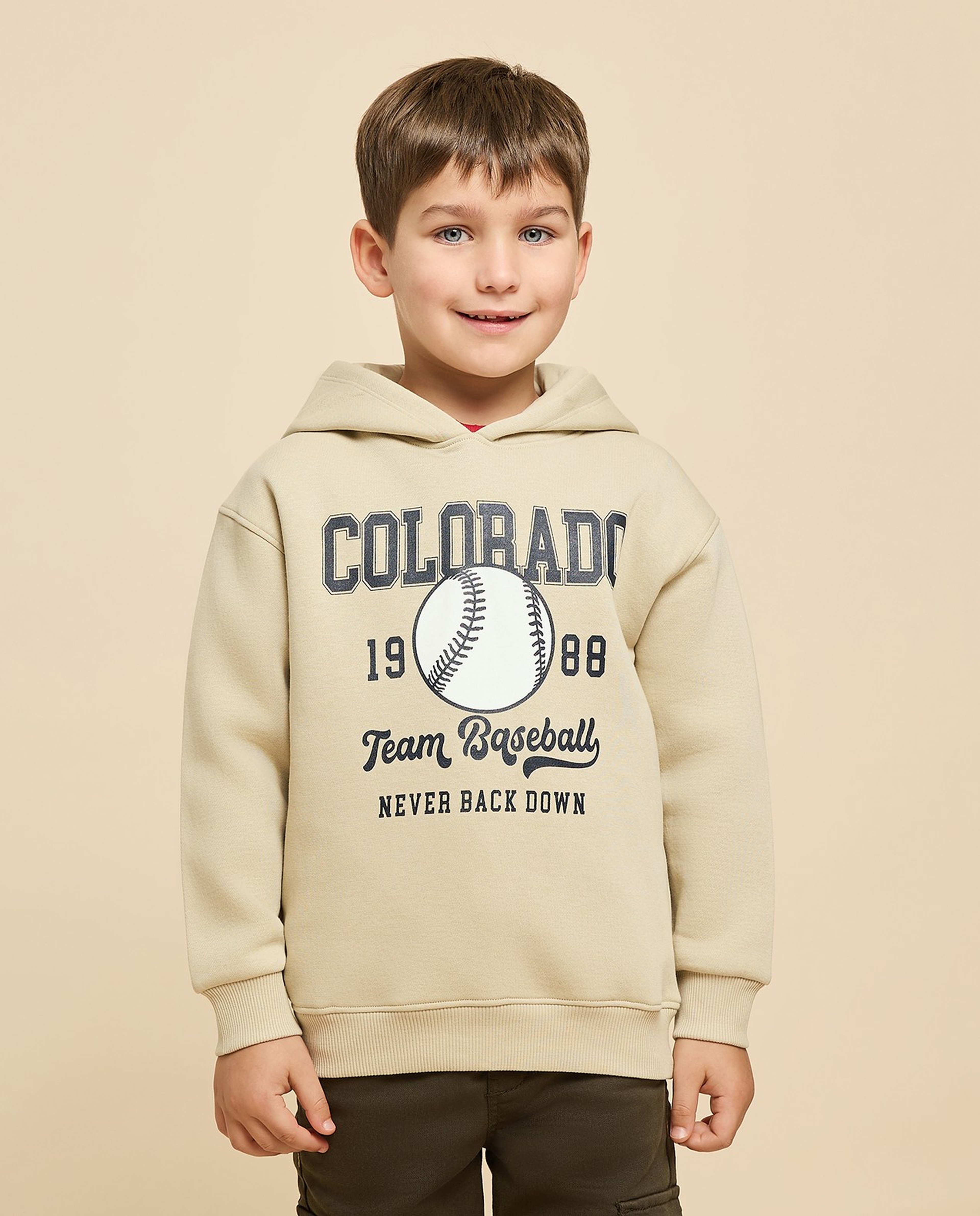 Printed Hoodie with Long Sleeves