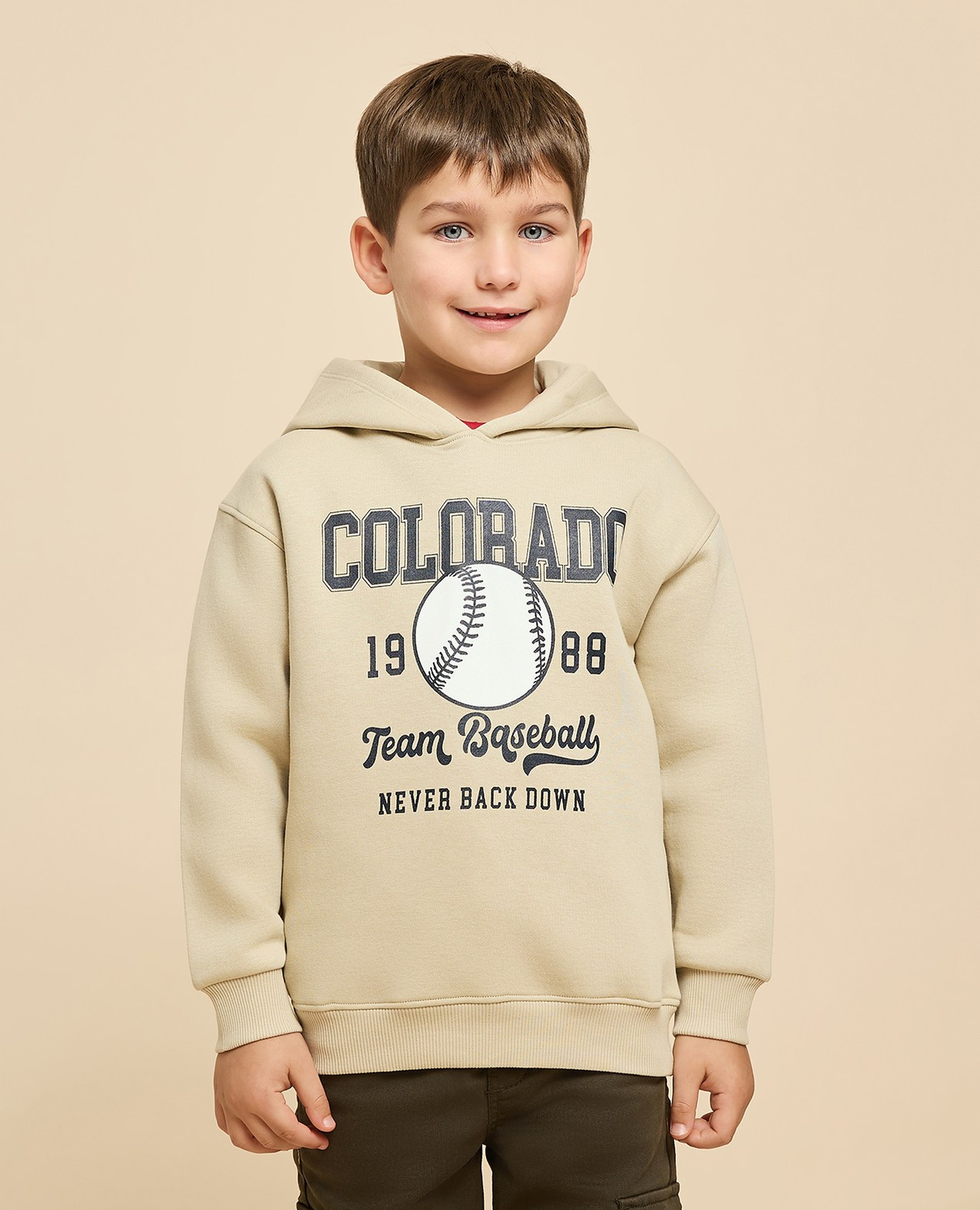 Printed Hoodie with Long Sleeves