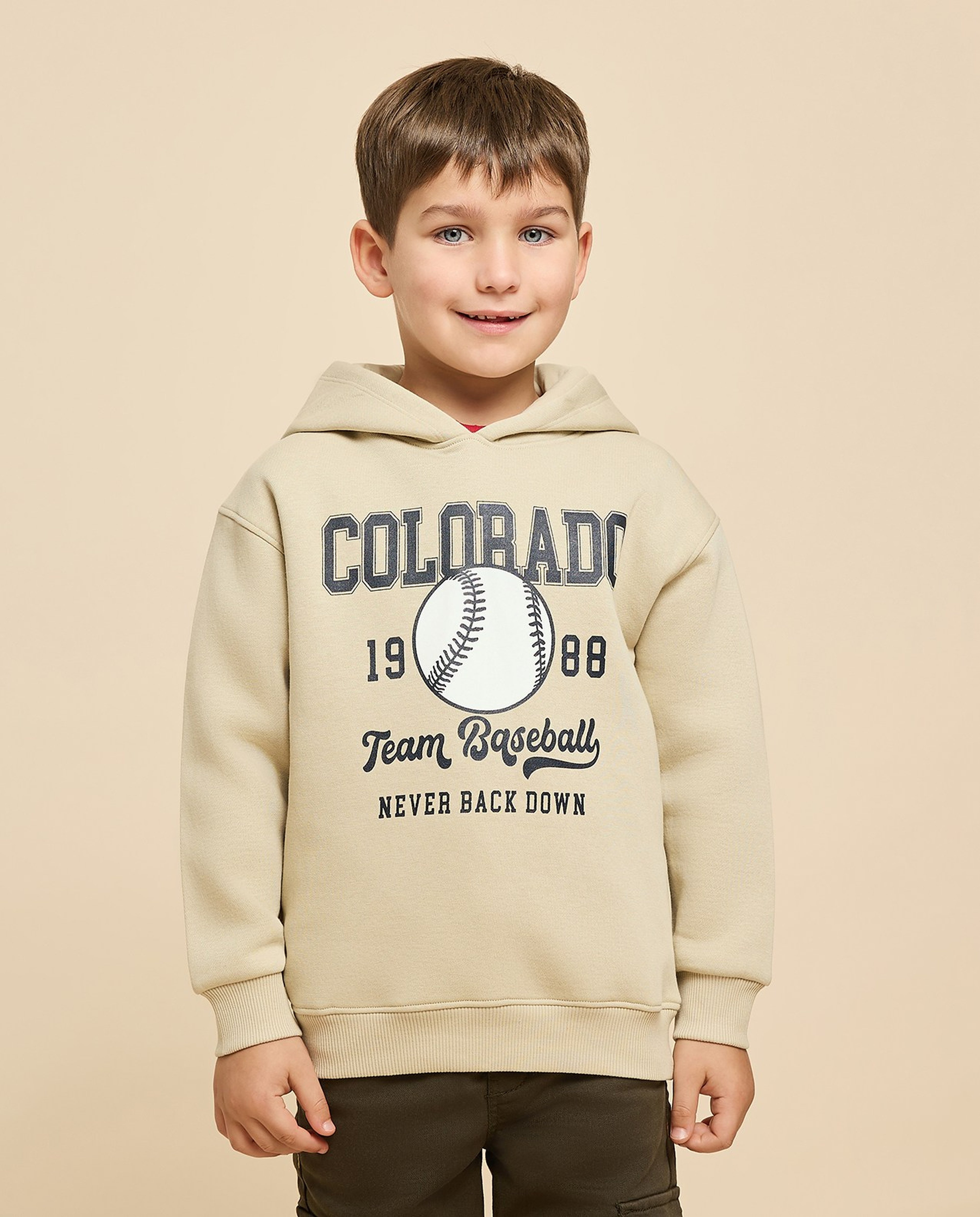 Printed Hoodie with Long Sleeves