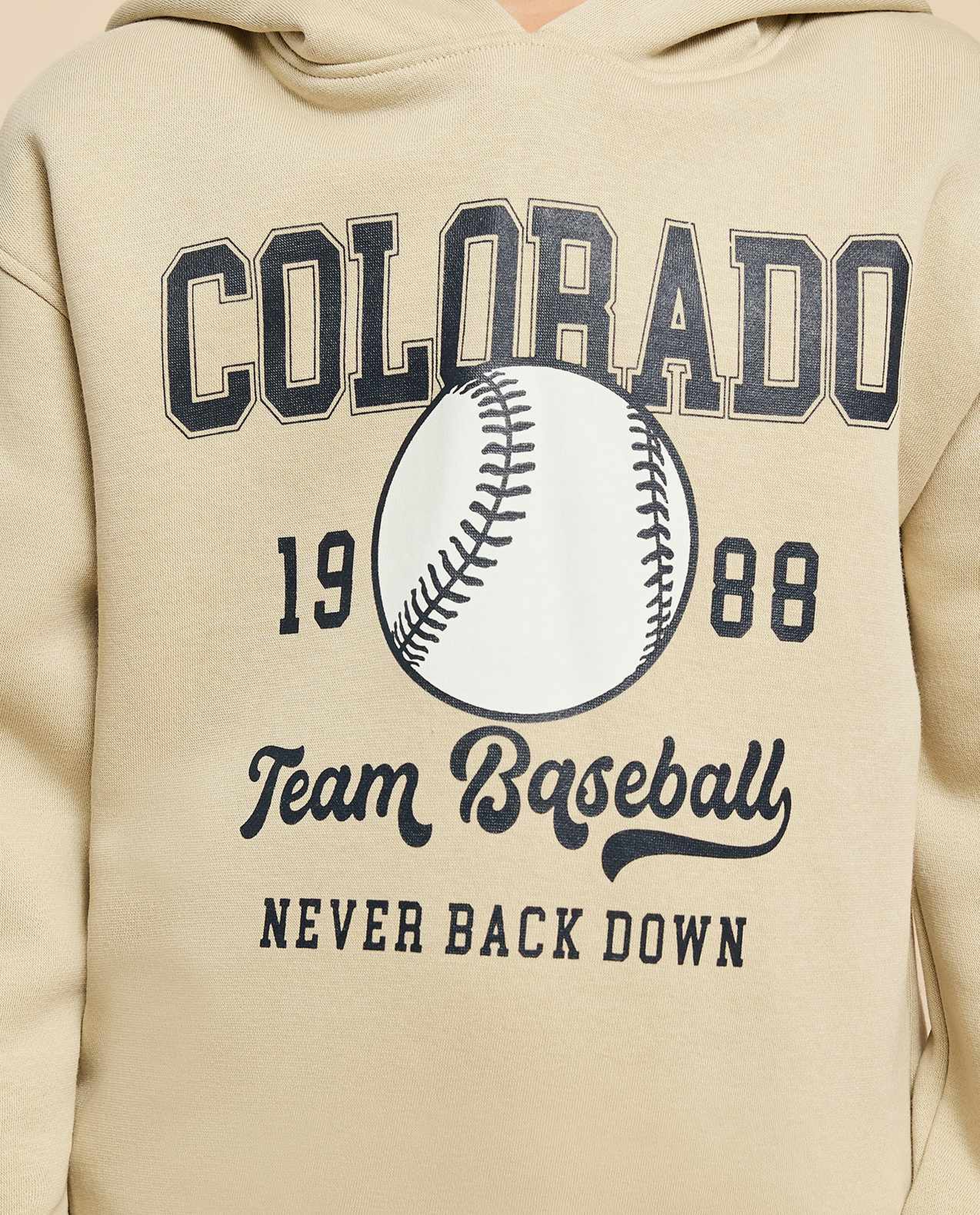 Printed Hoodie with Long Sleeves