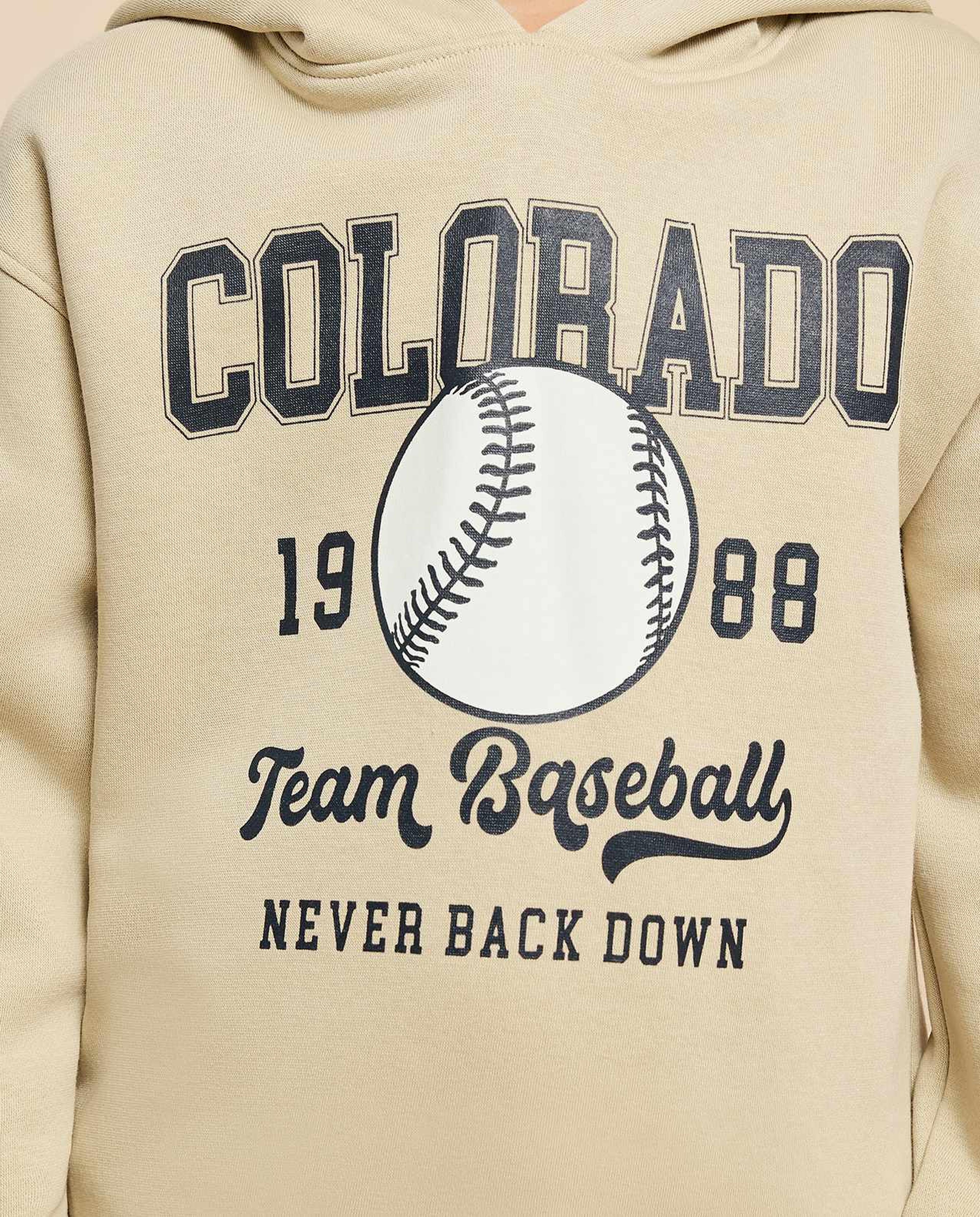 Printed Hoodie with Long Sleeves