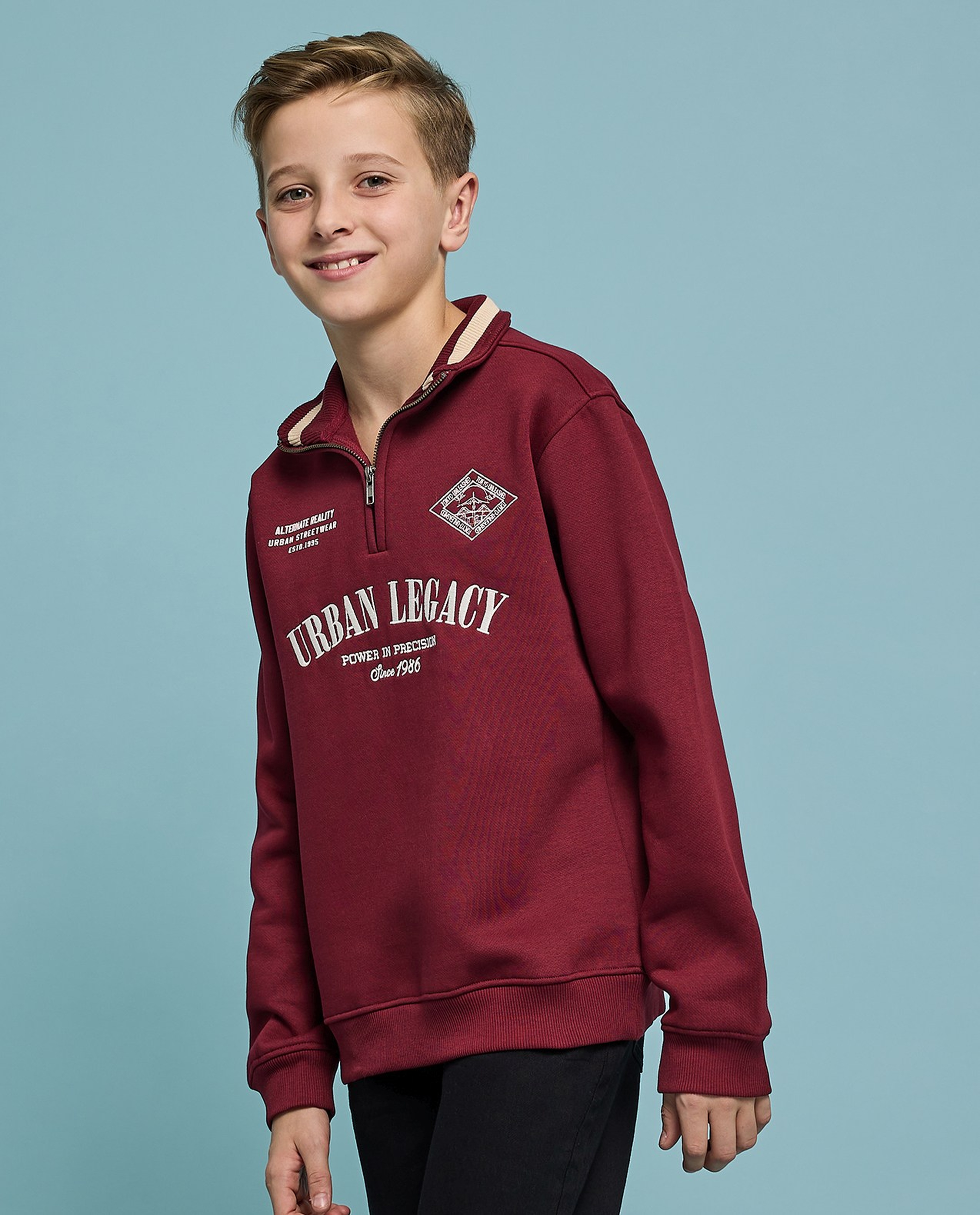 Printed Hoodie with Long Sleeves