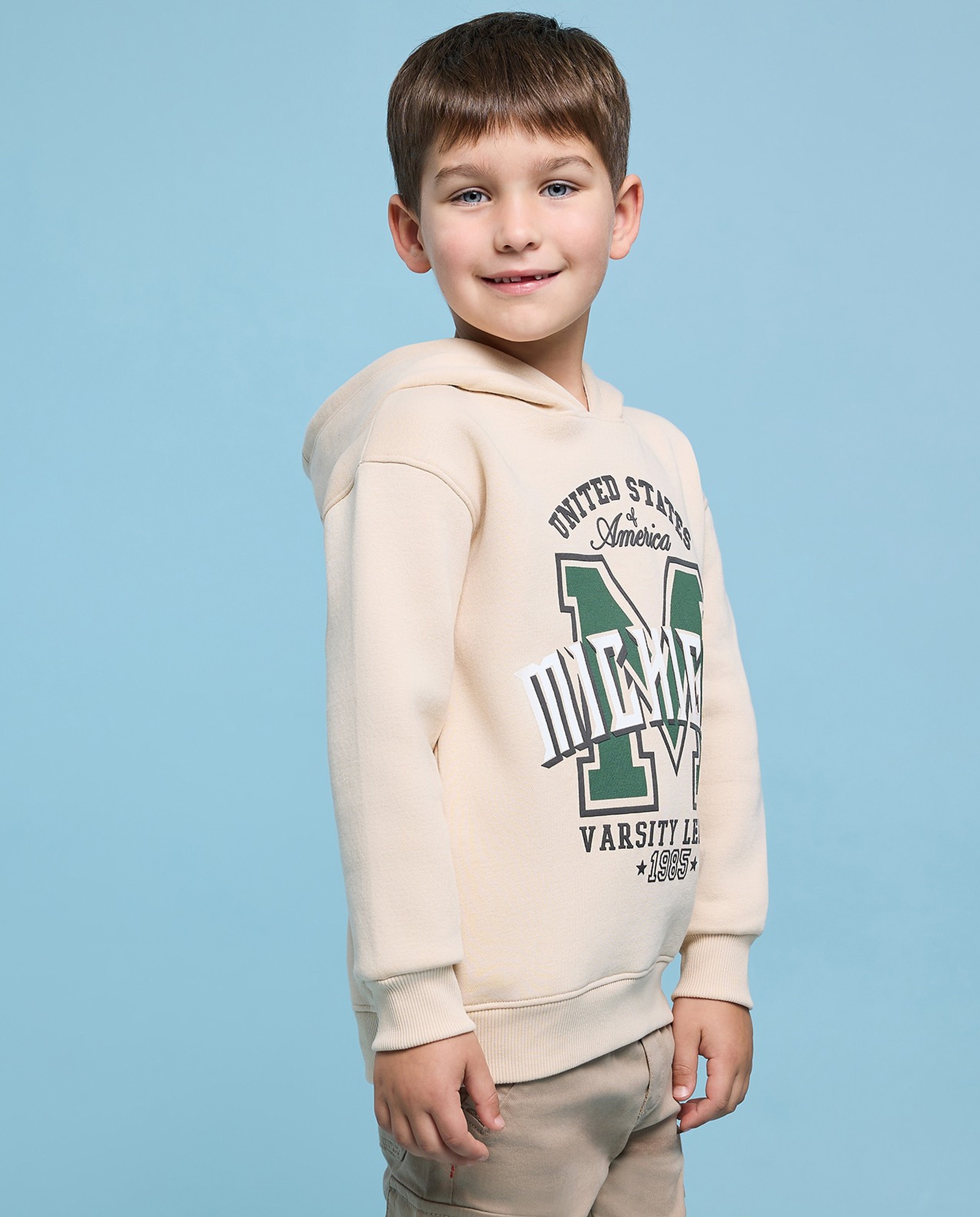 Printed Hoodie with Long Sleeves