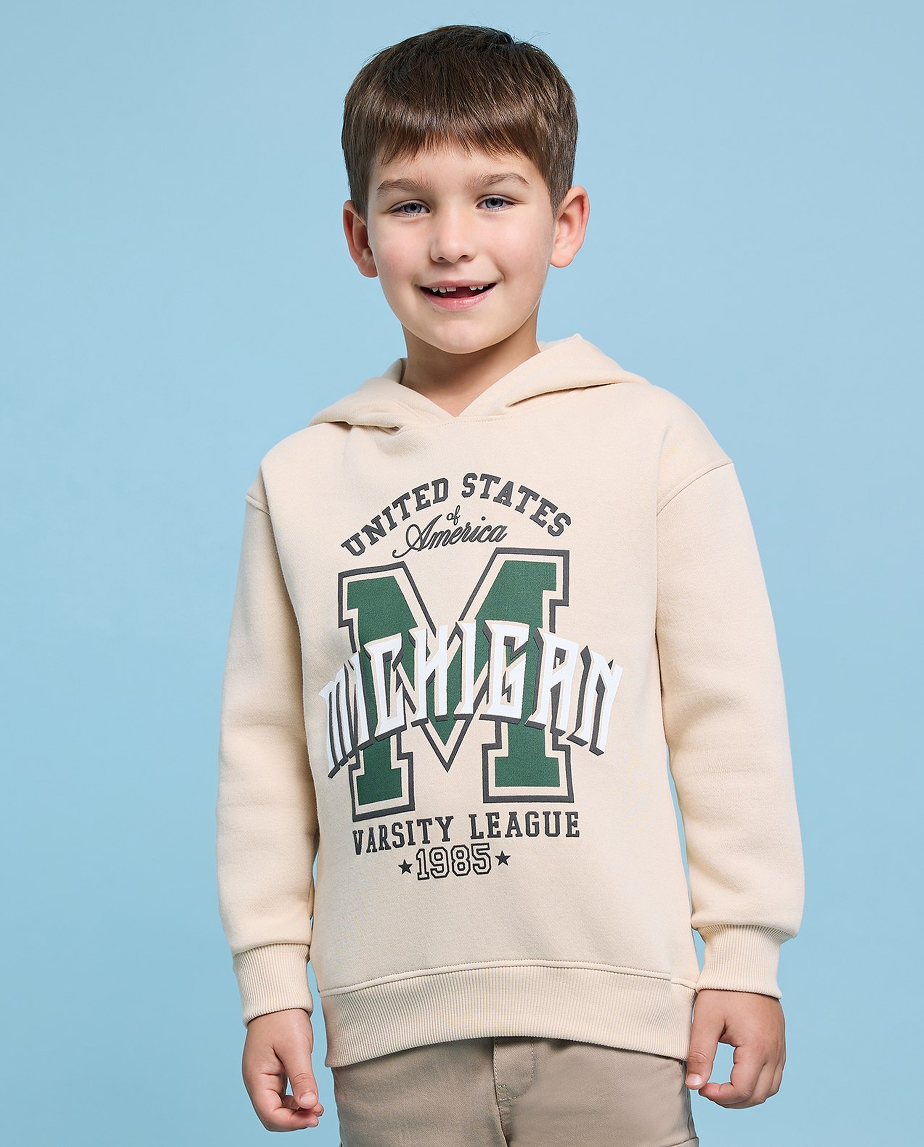 Printed Hoodie with Long Sleeves