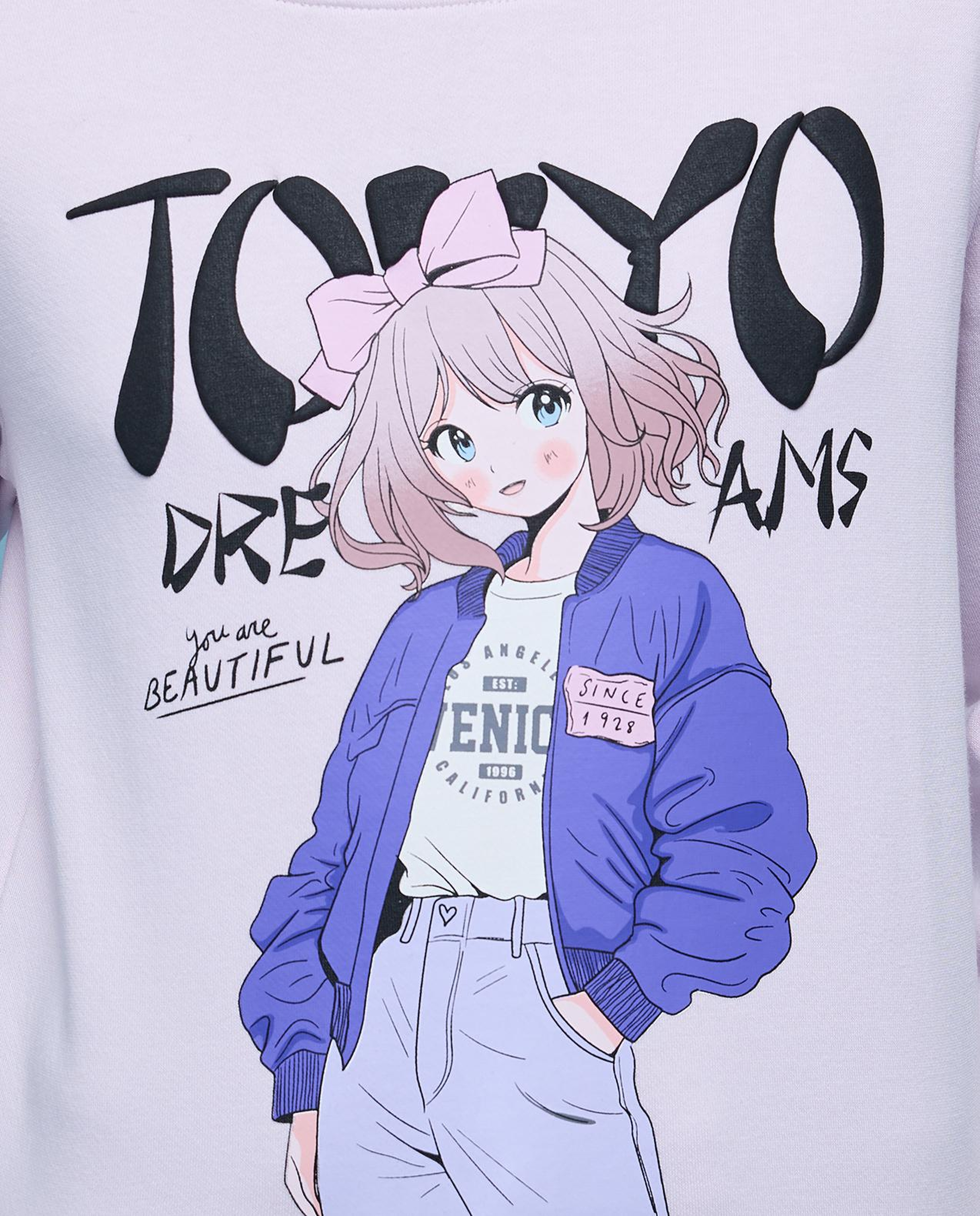 Printed Sweatshirt with Crew Neck and Long Sleeves