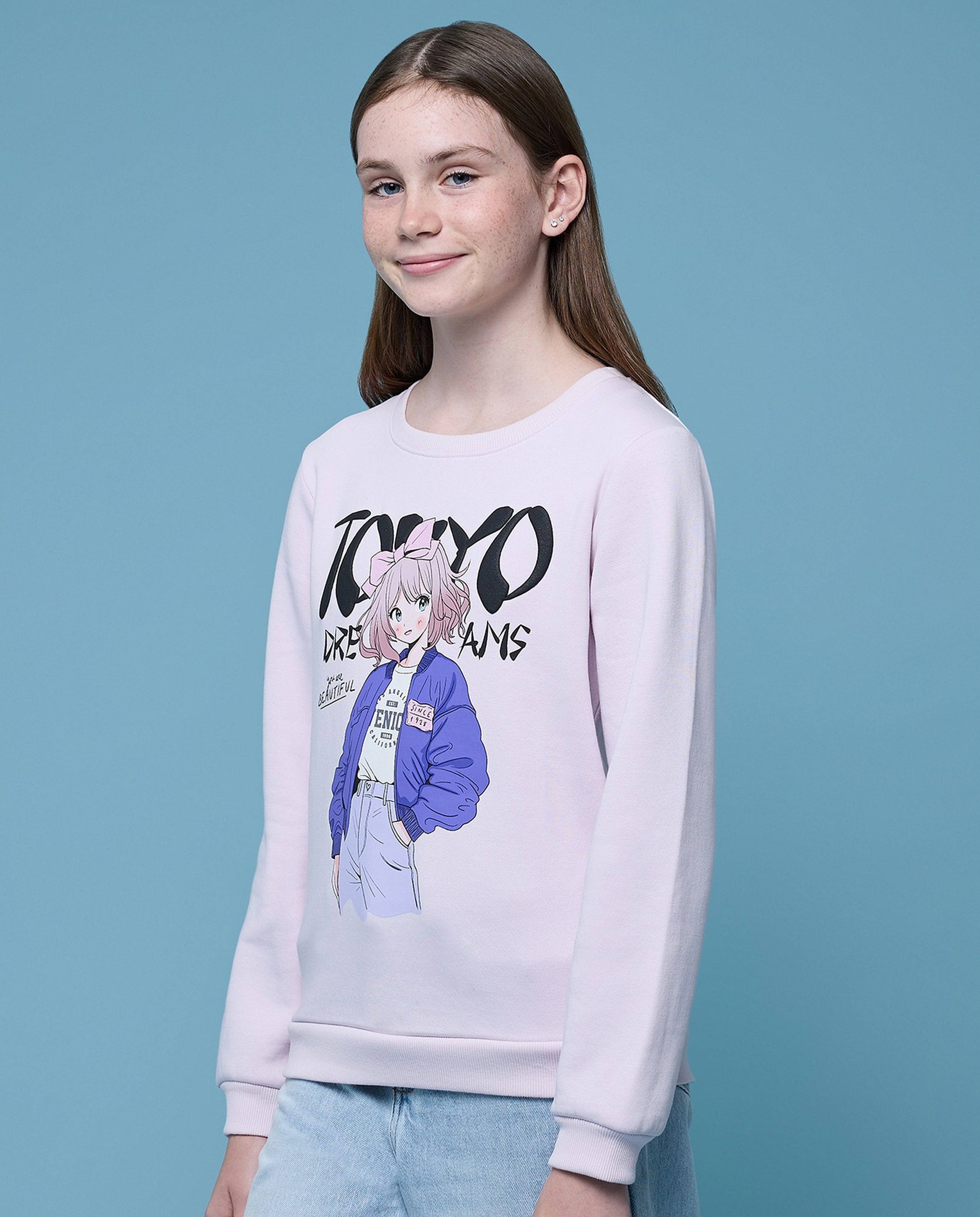 Printed Sweatshirt with Crew Neck and Long Sleeves