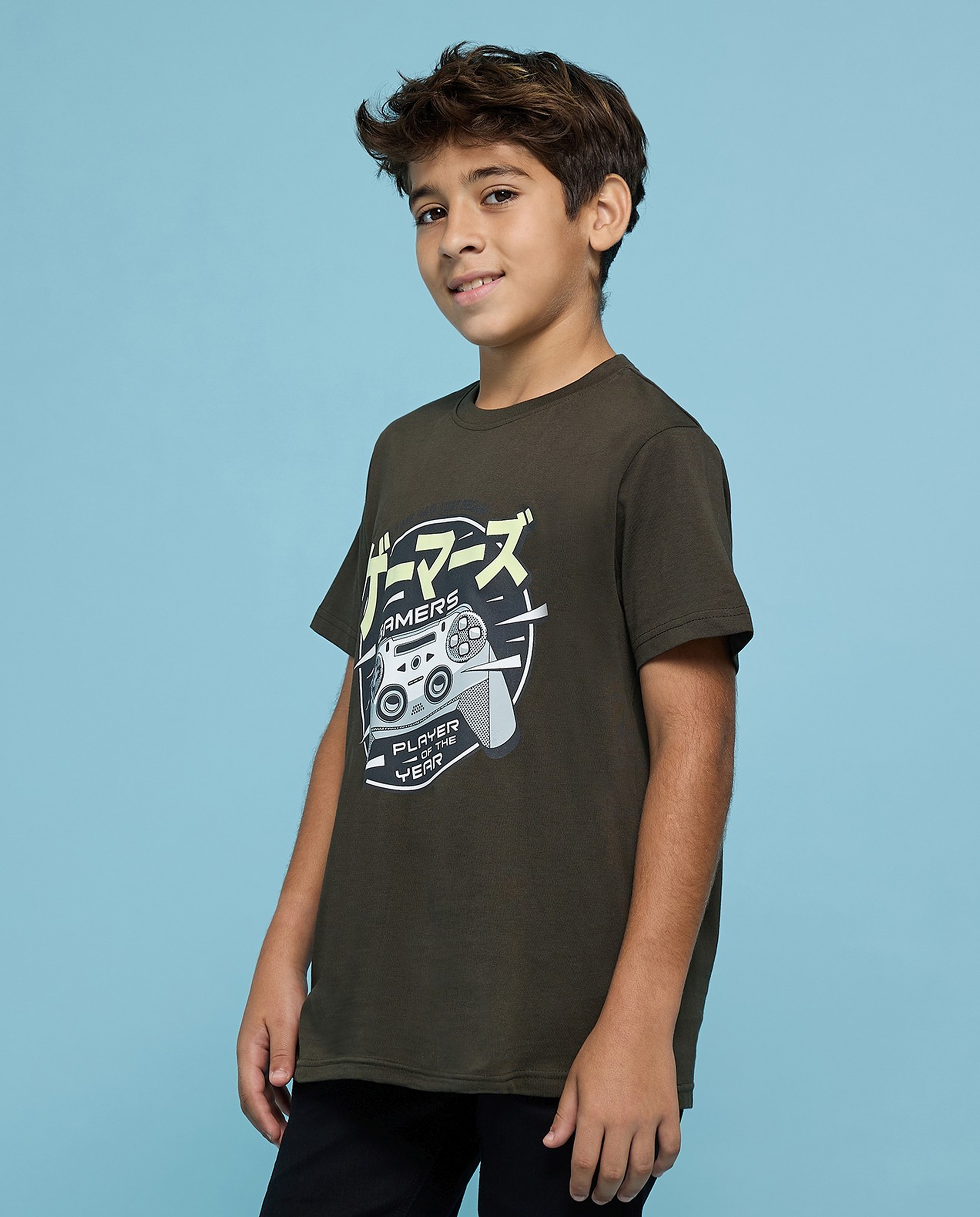 Printed T-Shirt with Crew Neck and Short Sleeves