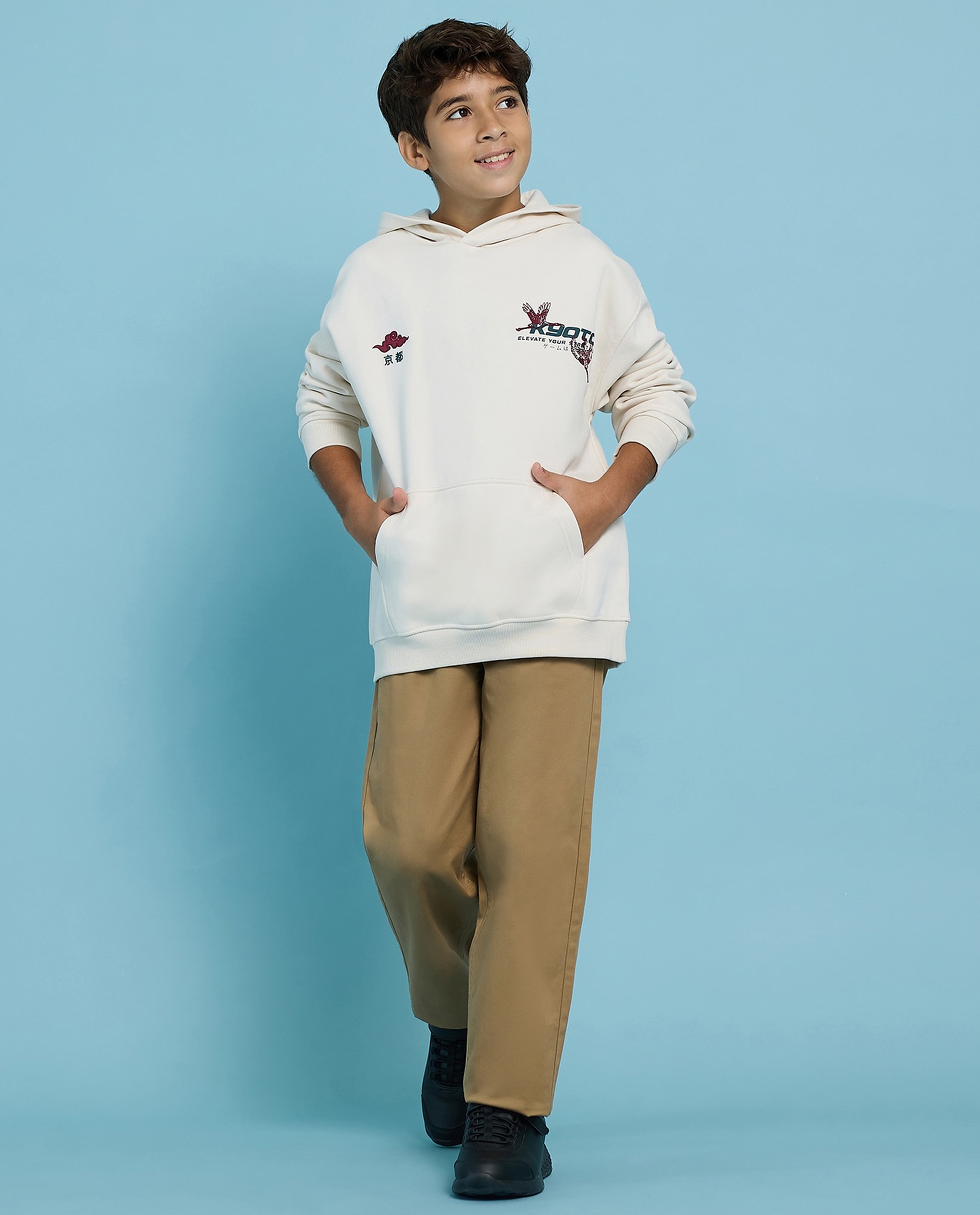 Printed Hoodie with Long Sleeves