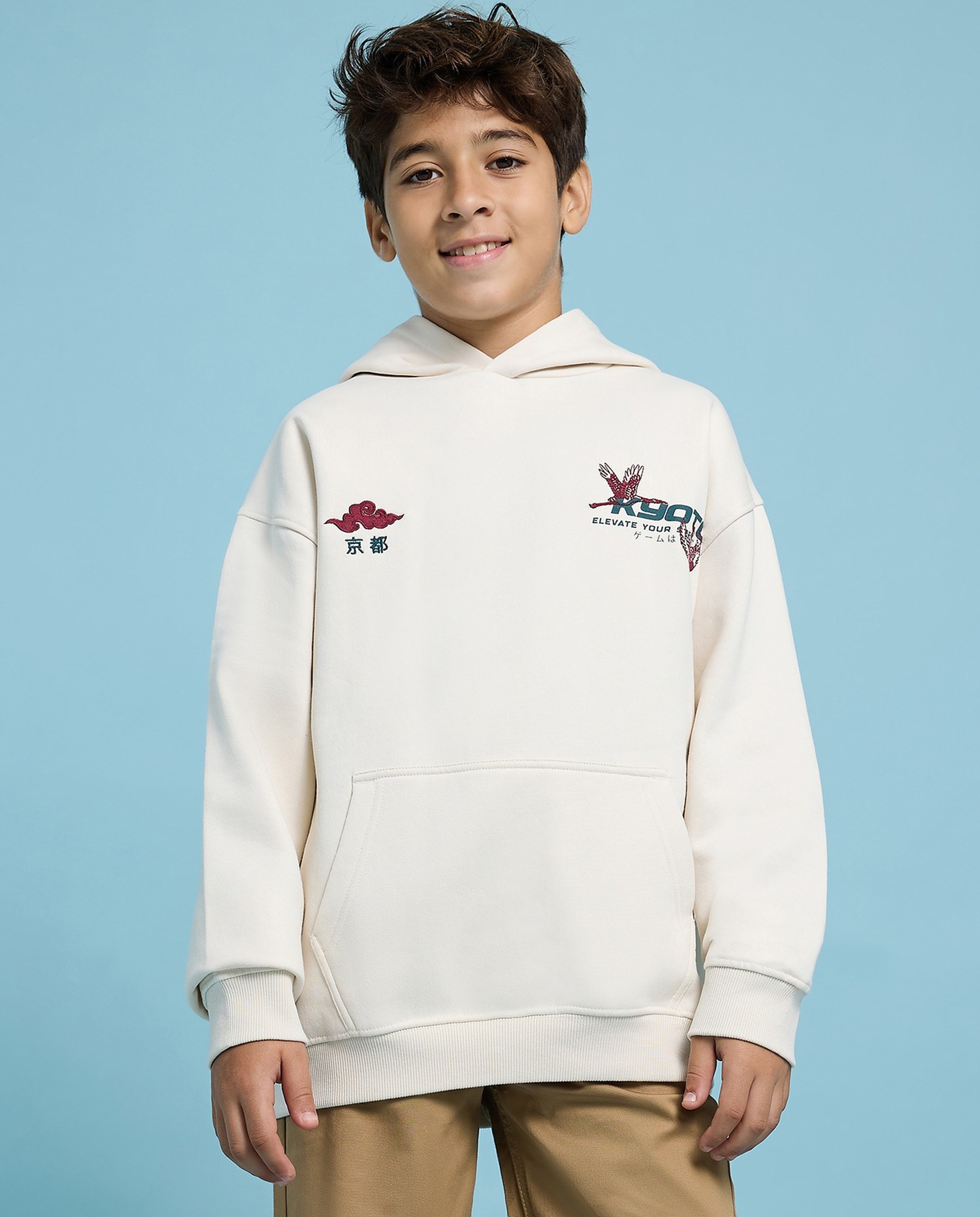 Printed Hoodie with Long Sleeves