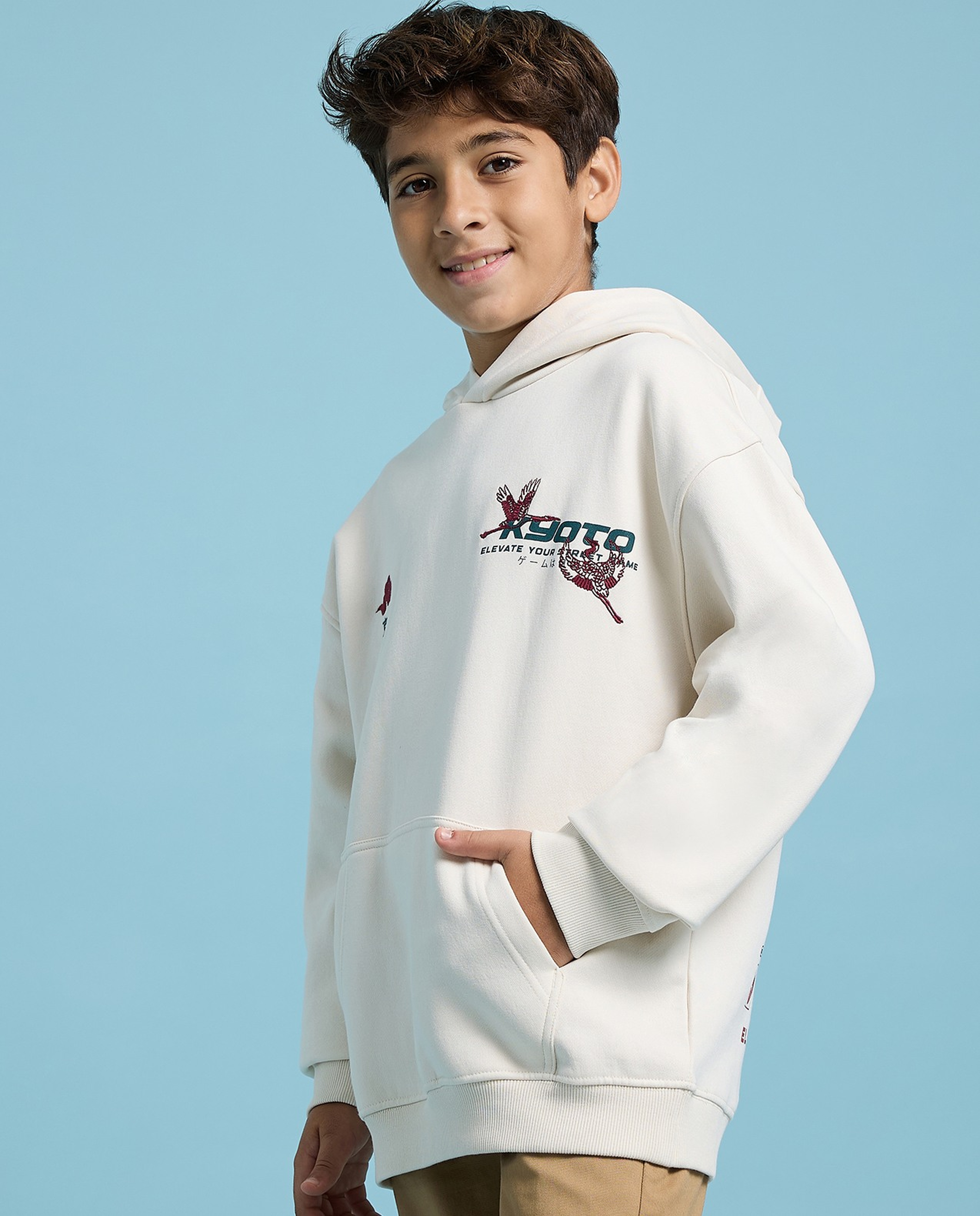 Printed Hoodie with Long Sleeves