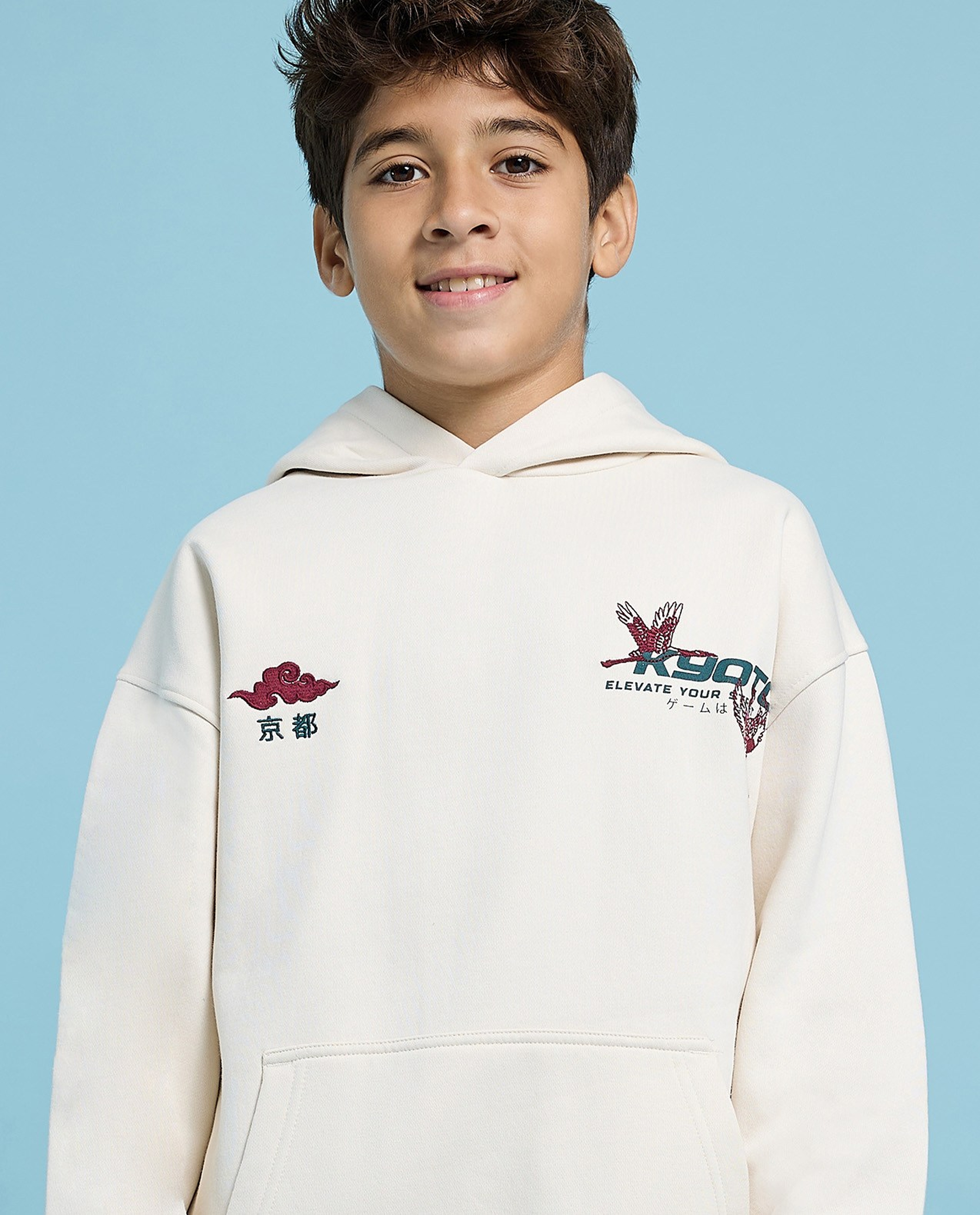 Printed Hoodie with Long Sleeves