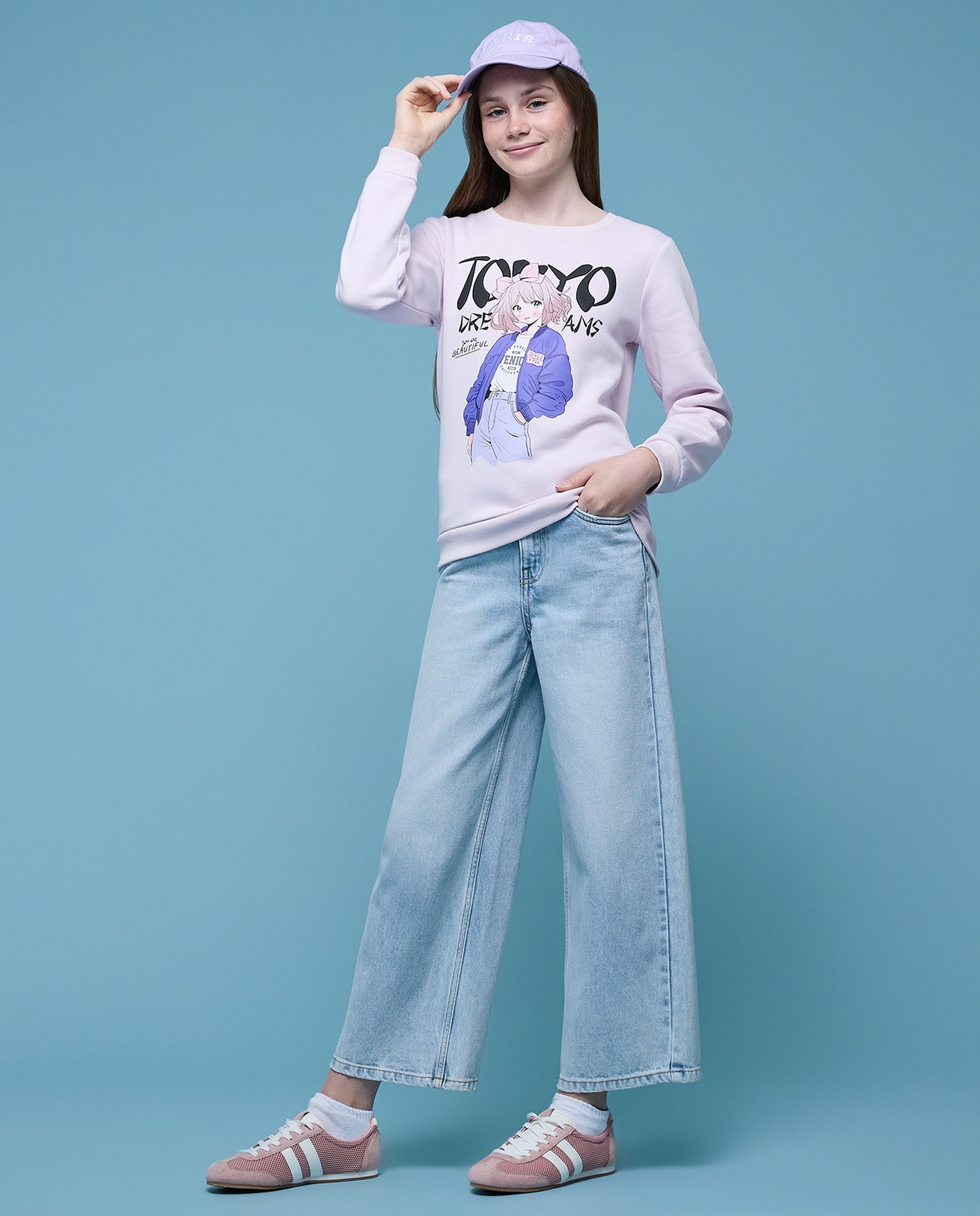 Printed Sweatshirt with Crew Neck and Long Sleeves