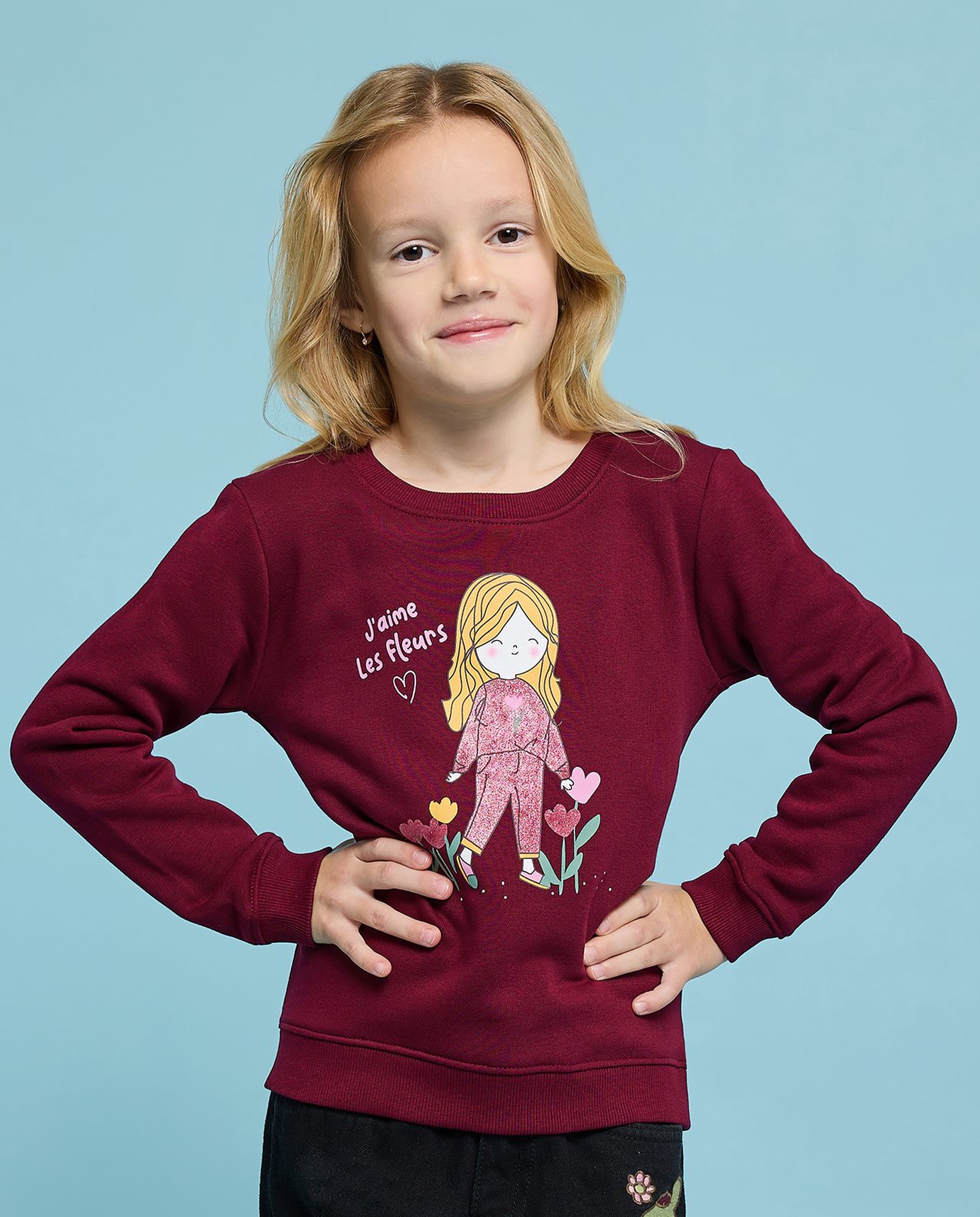 Printed Sweatshirt with Crew Neck and Long Sleeves