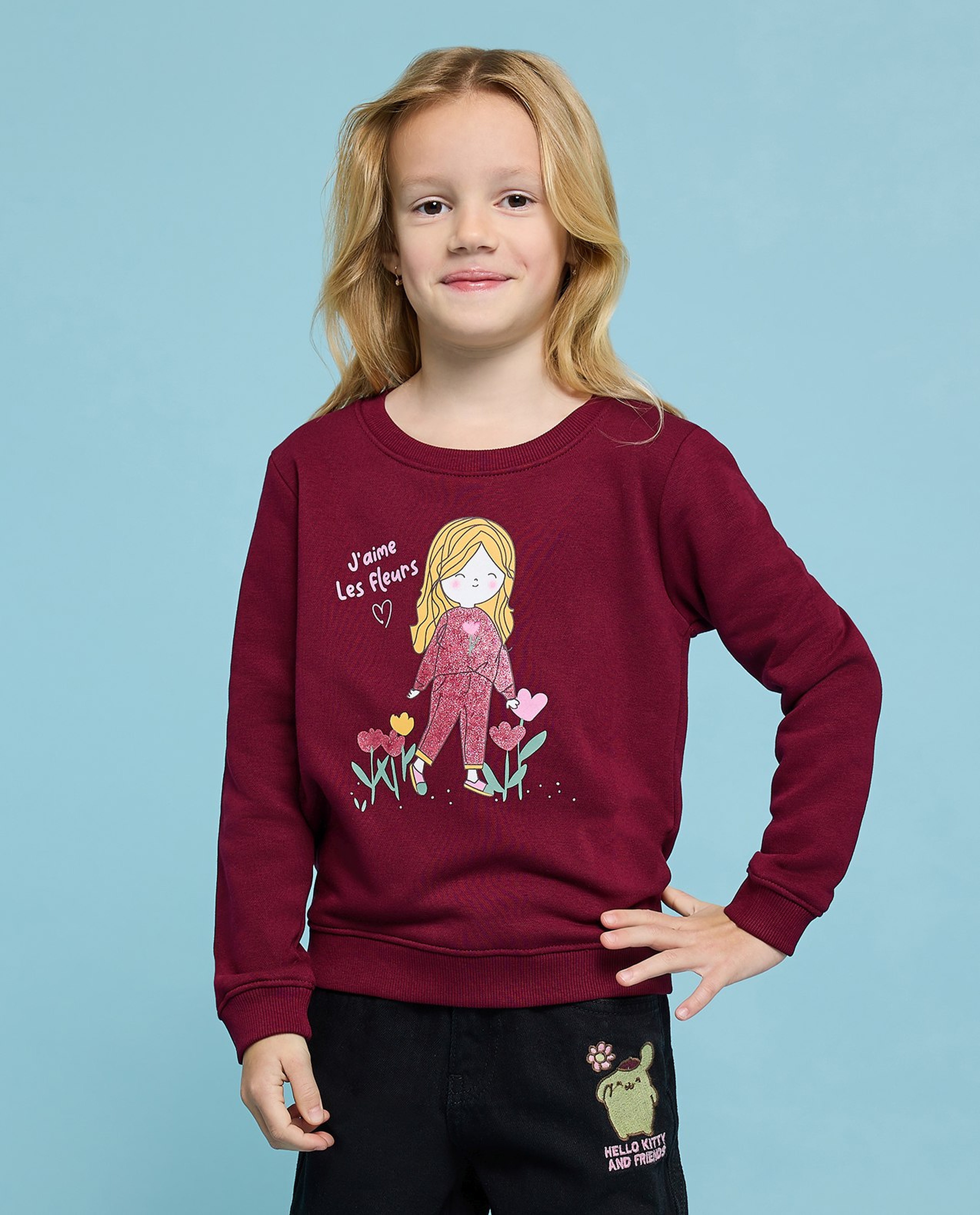 Printed Sweatshirt with Crew Neck and Long Sleeves