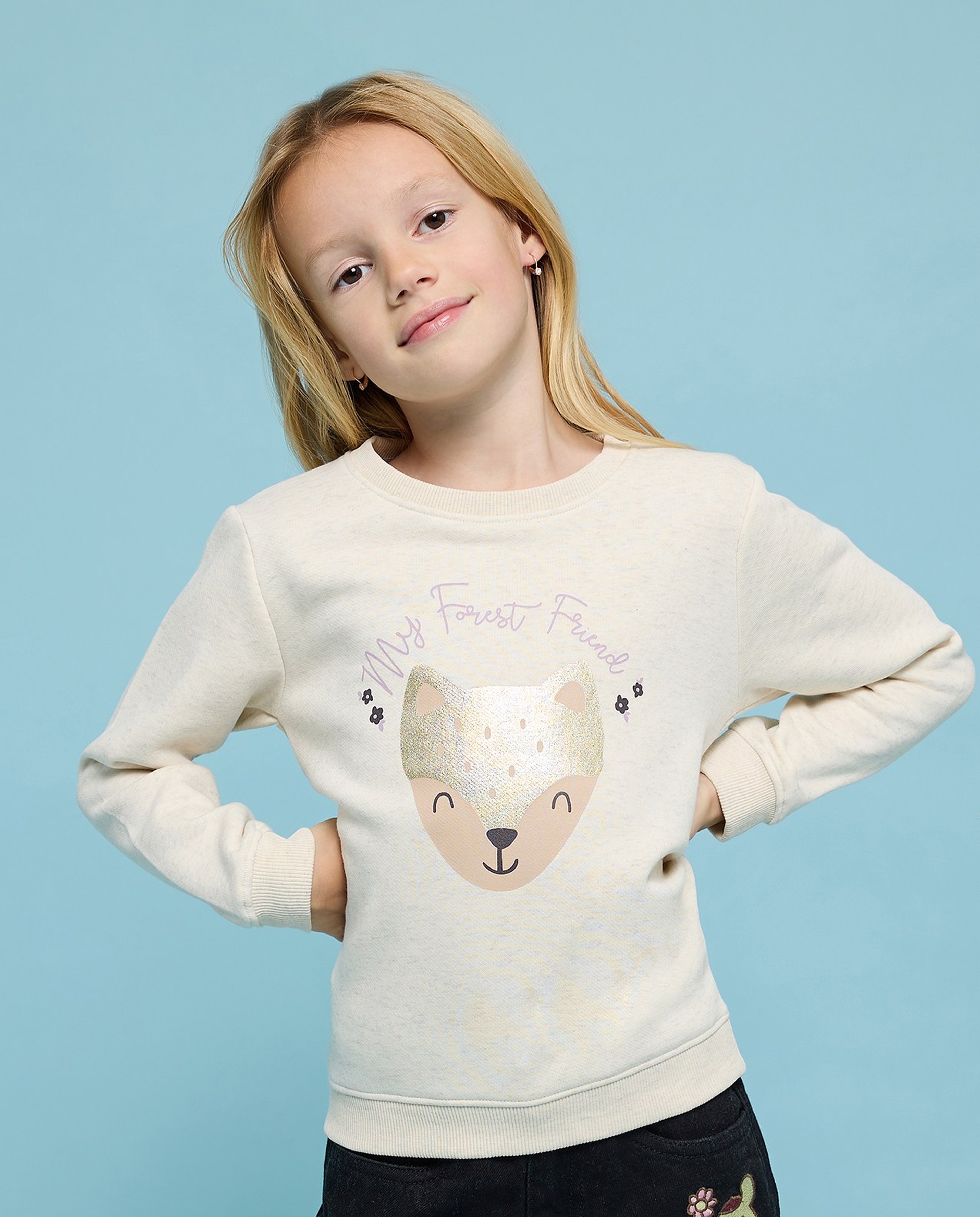 Printed Sweatshirt with Crew Neck and Long Sleeves