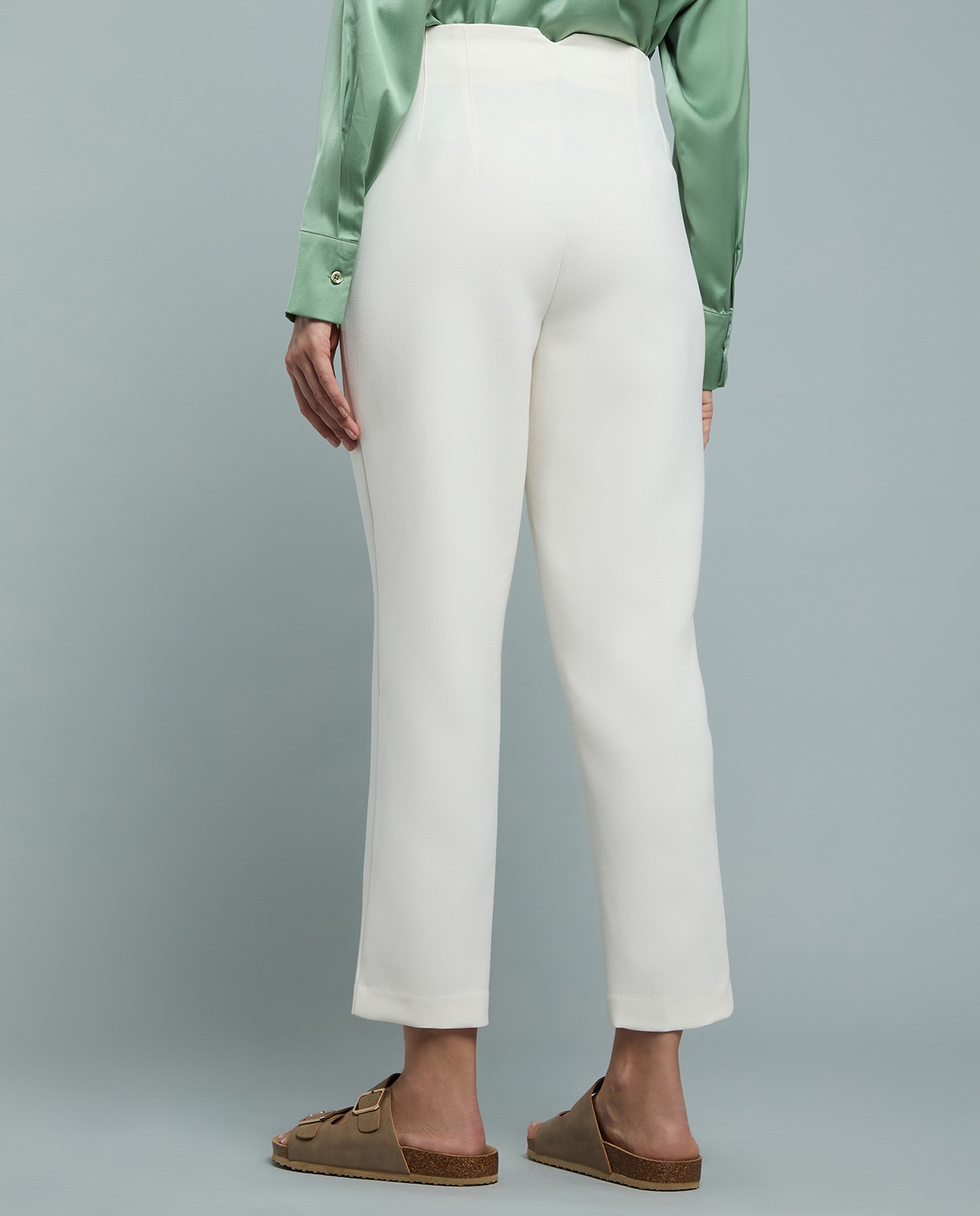 Solid Tapered Pants with Button Closure