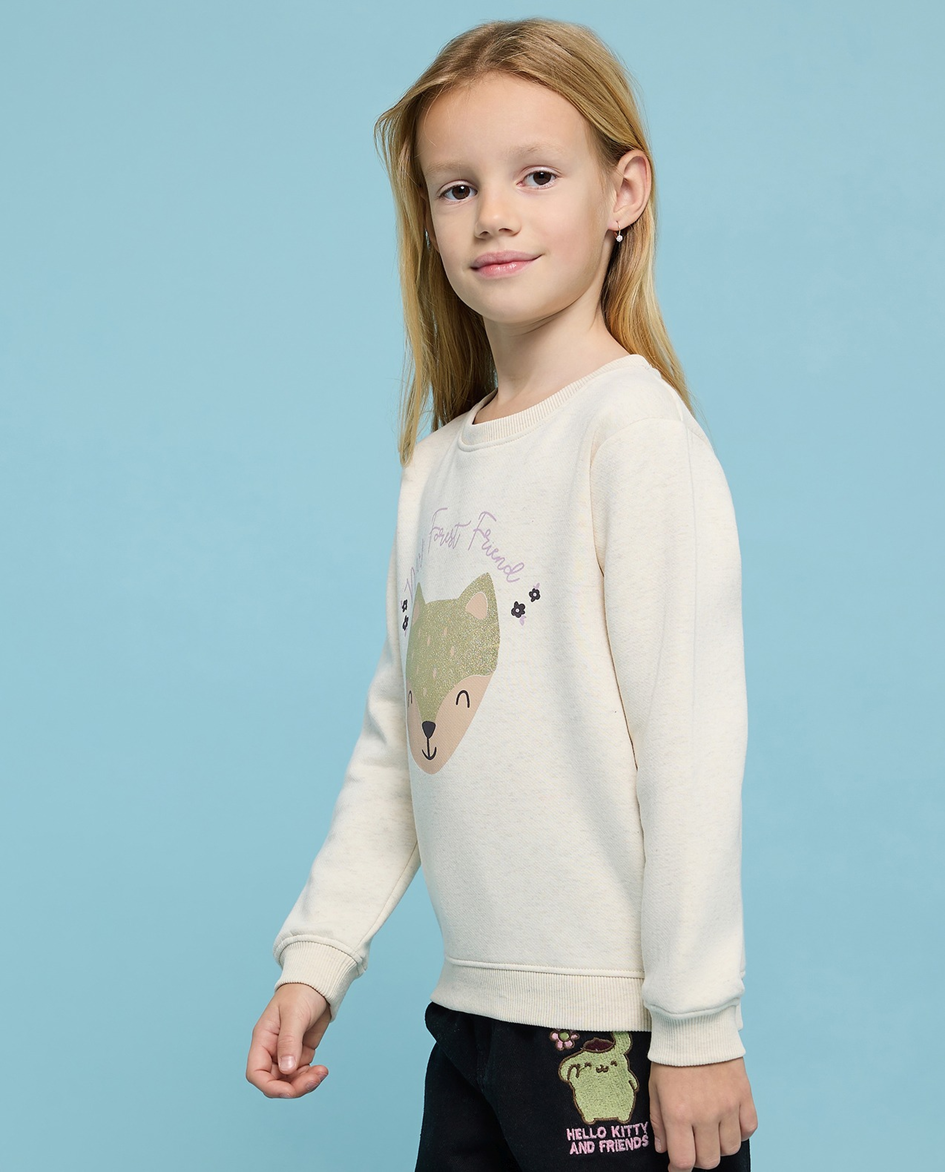 Printed Sweatshirt with Crew Neck and Long Sleeves