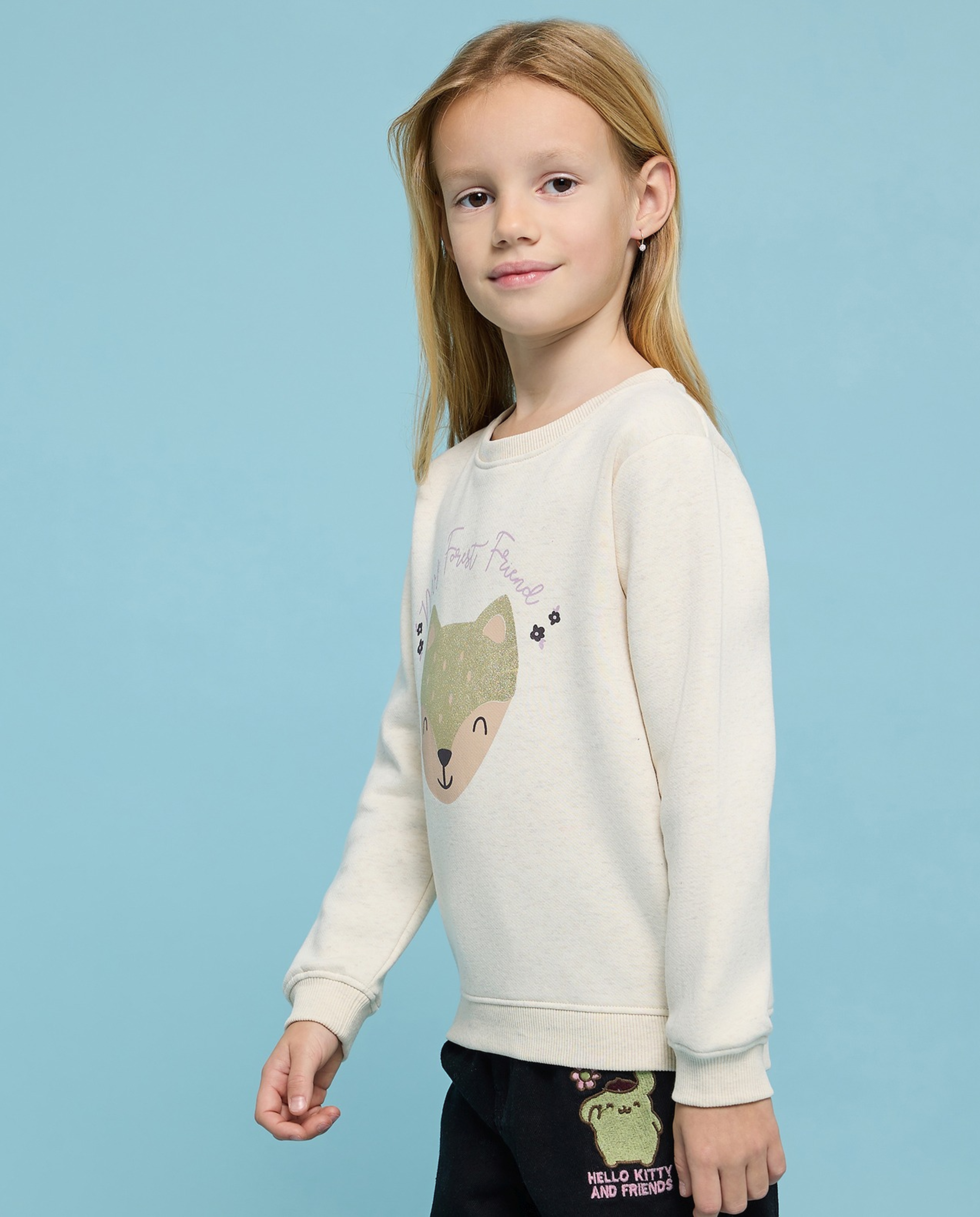 Printed Sweatshirt with Crew Neck and Long Sleeves