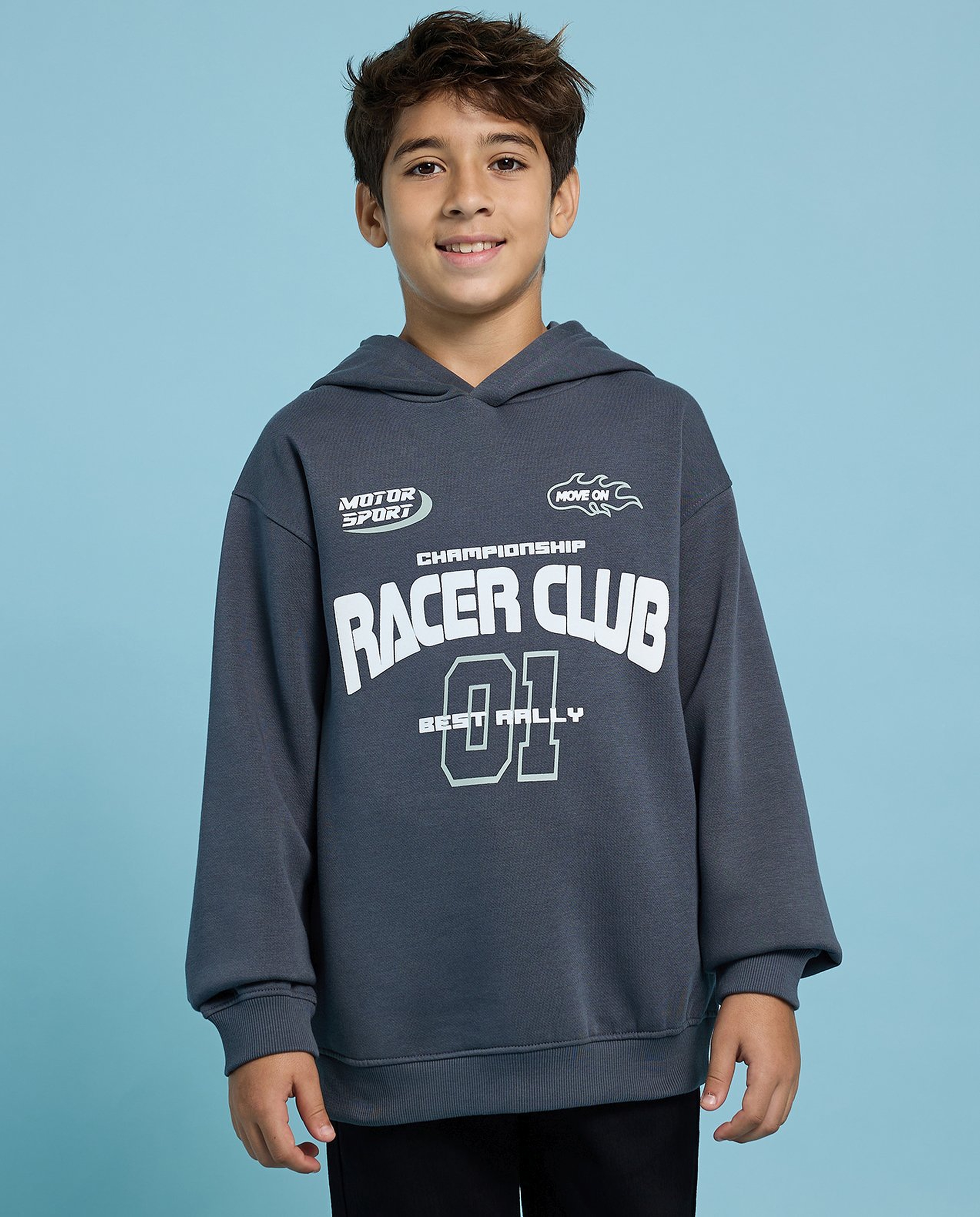 Printed Hoodie with Long Sleeves