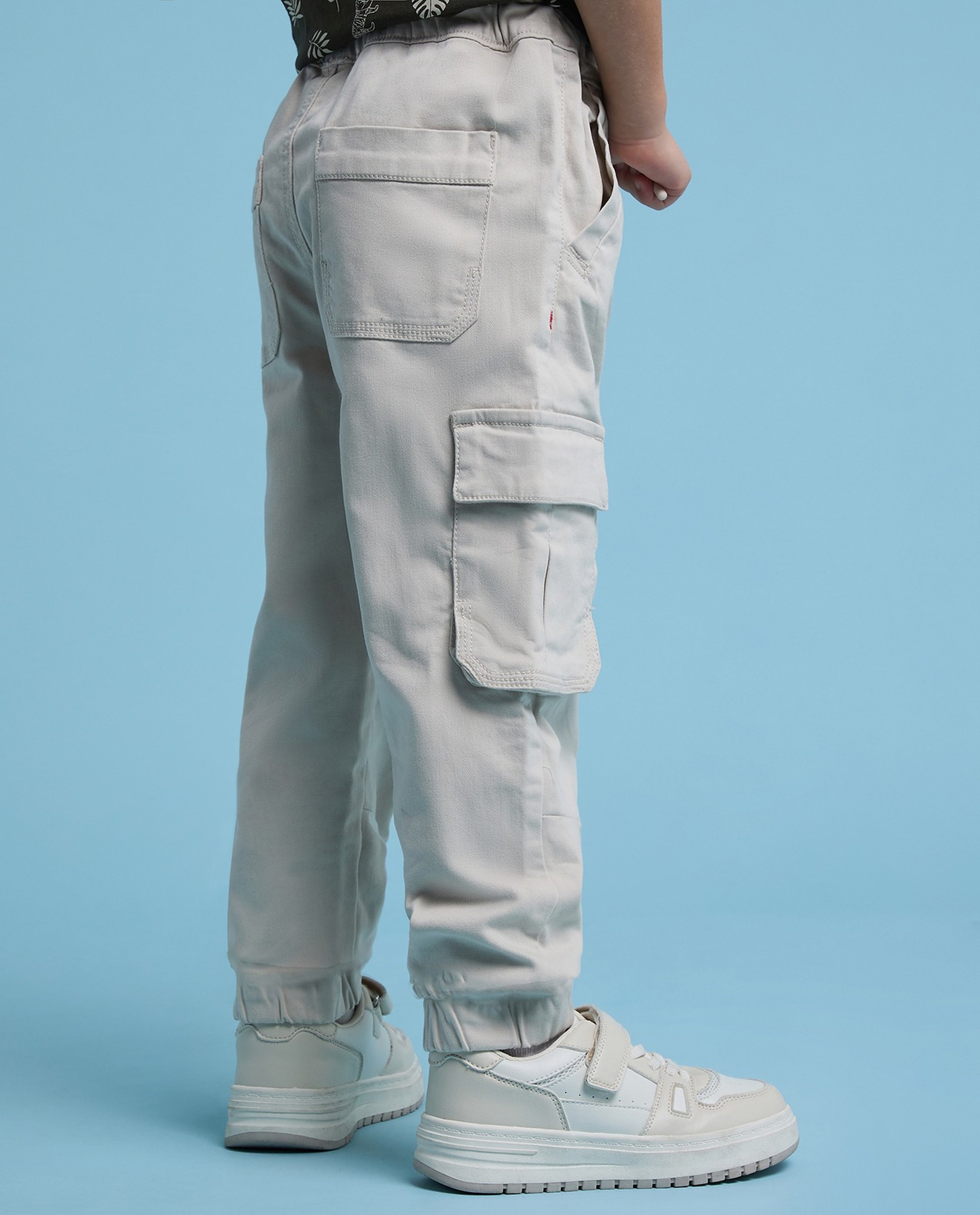 Solid Cargo Joggers with Drawstring Waist