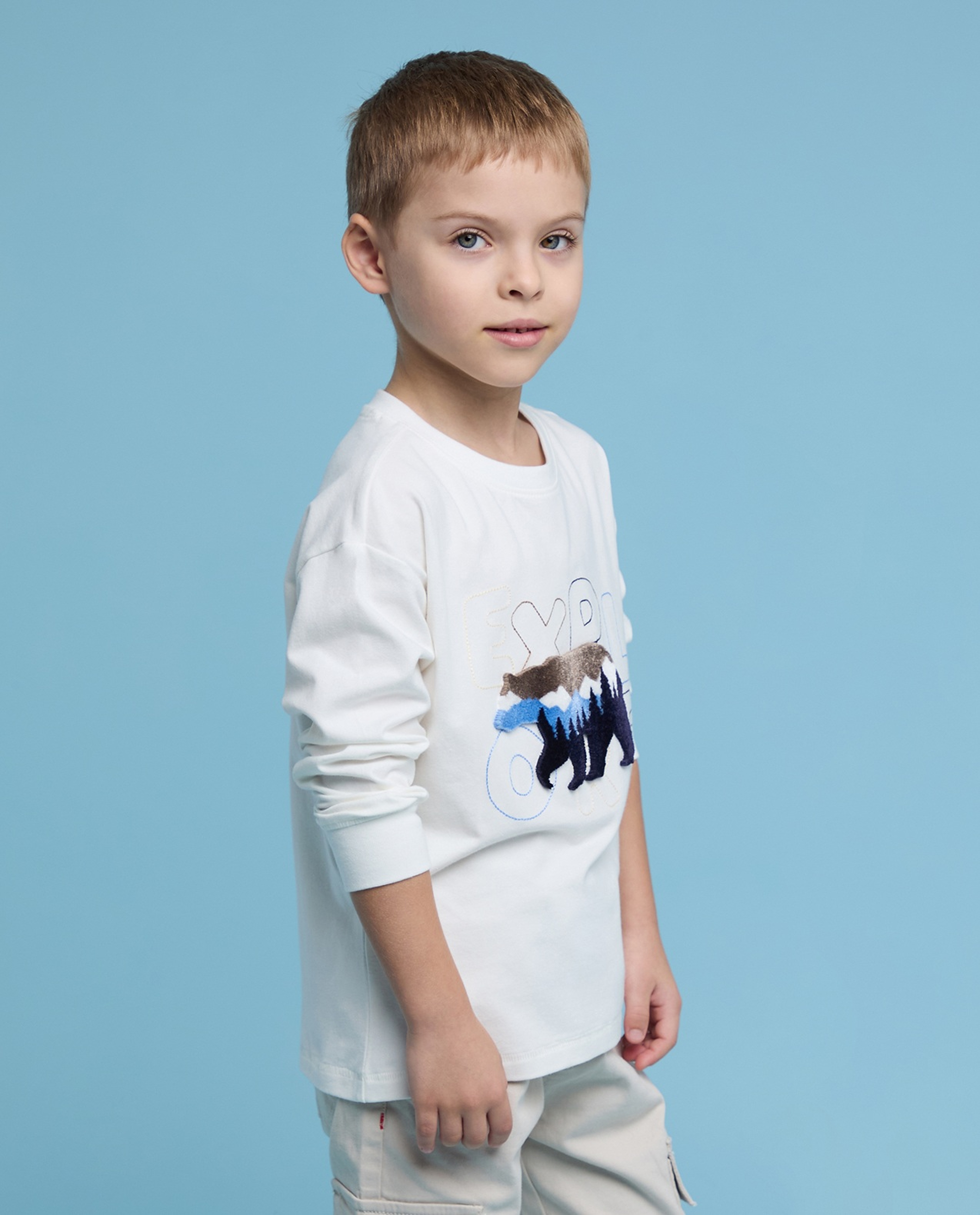 Printed T-Shirt with Crew Neck and Long Sleeves