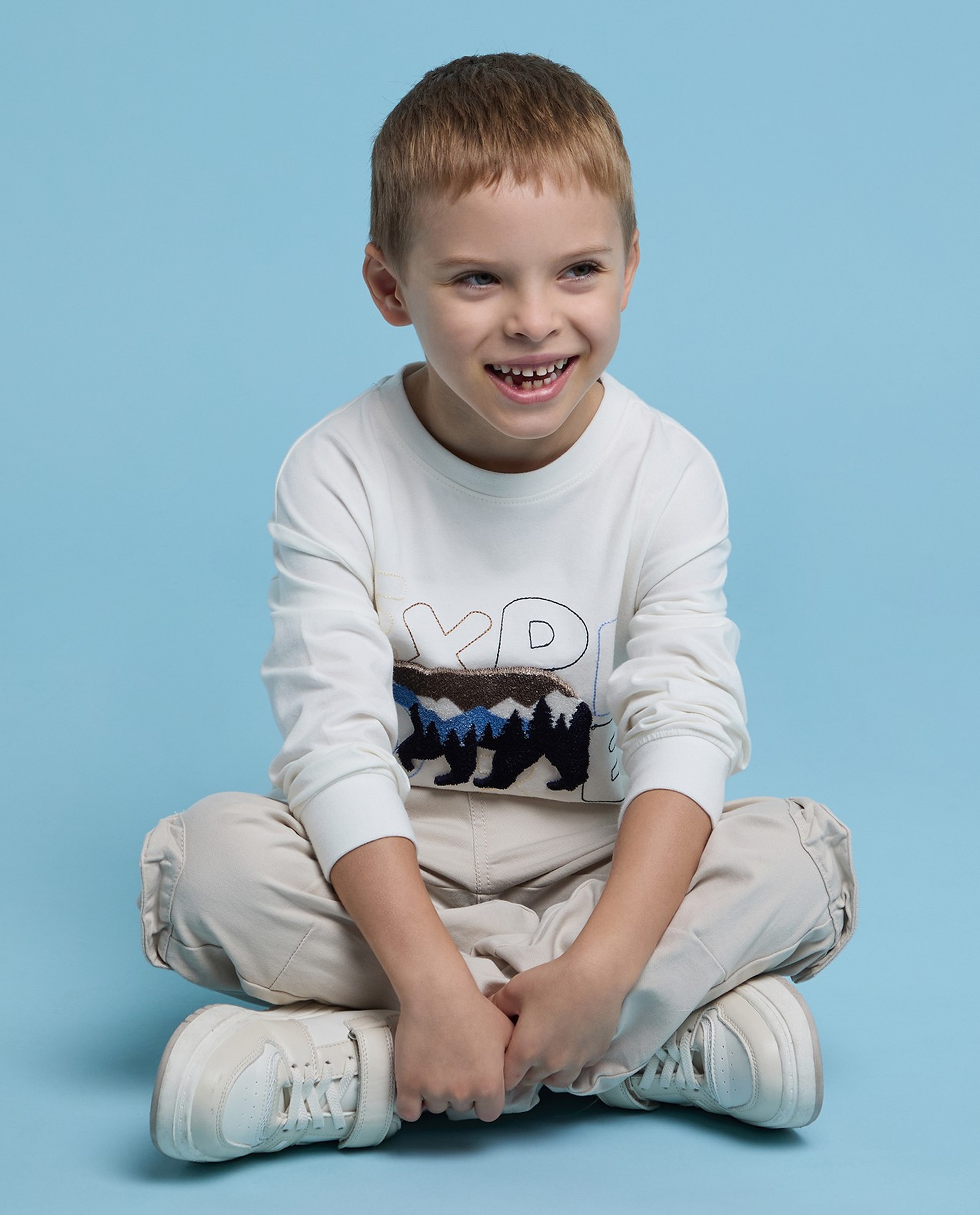 Printed T-Shirt with Crew Neck and Long Sleeves